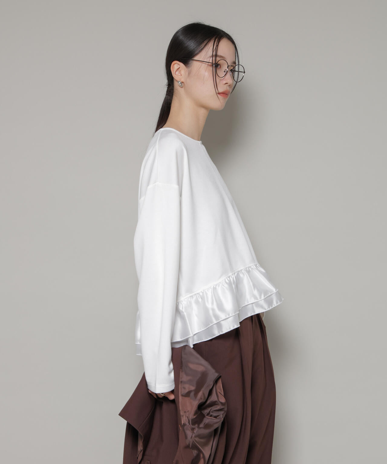 ダンボールカットサテンペプラムトップス 6736123300