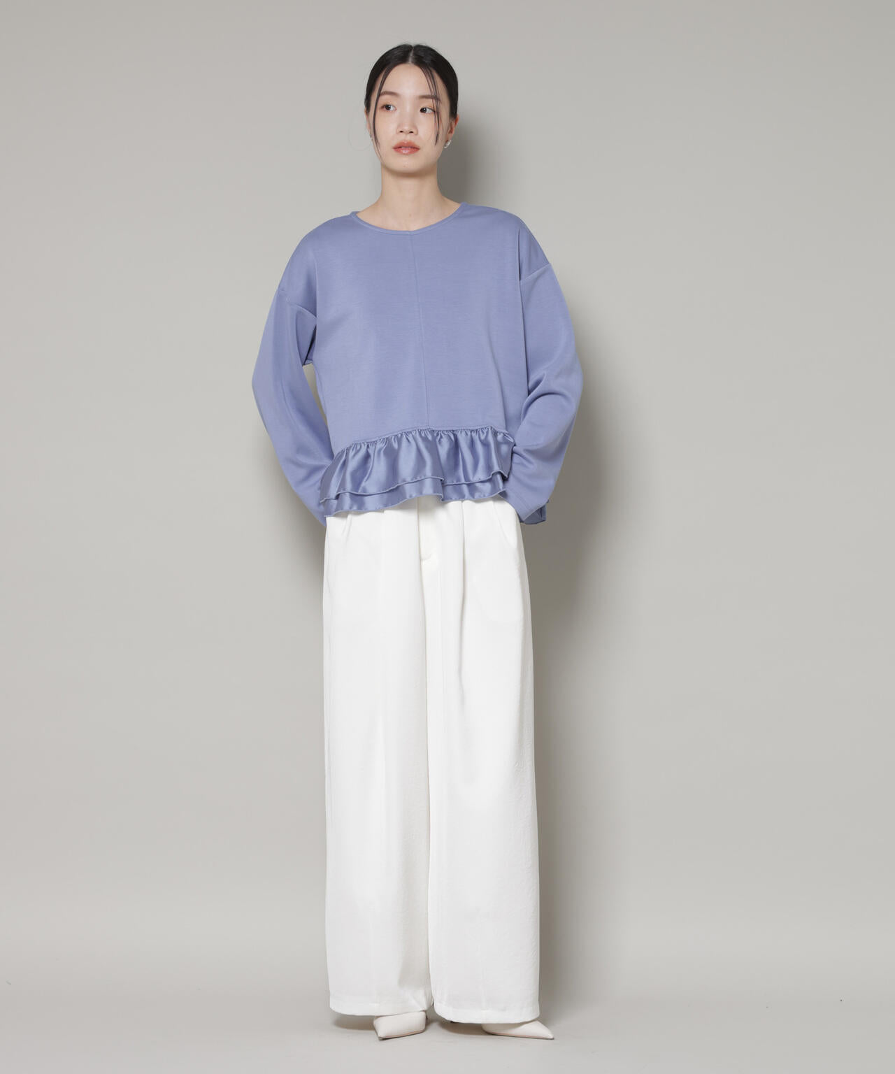 ダンボールカットサテンペプラムトップス 6736123300