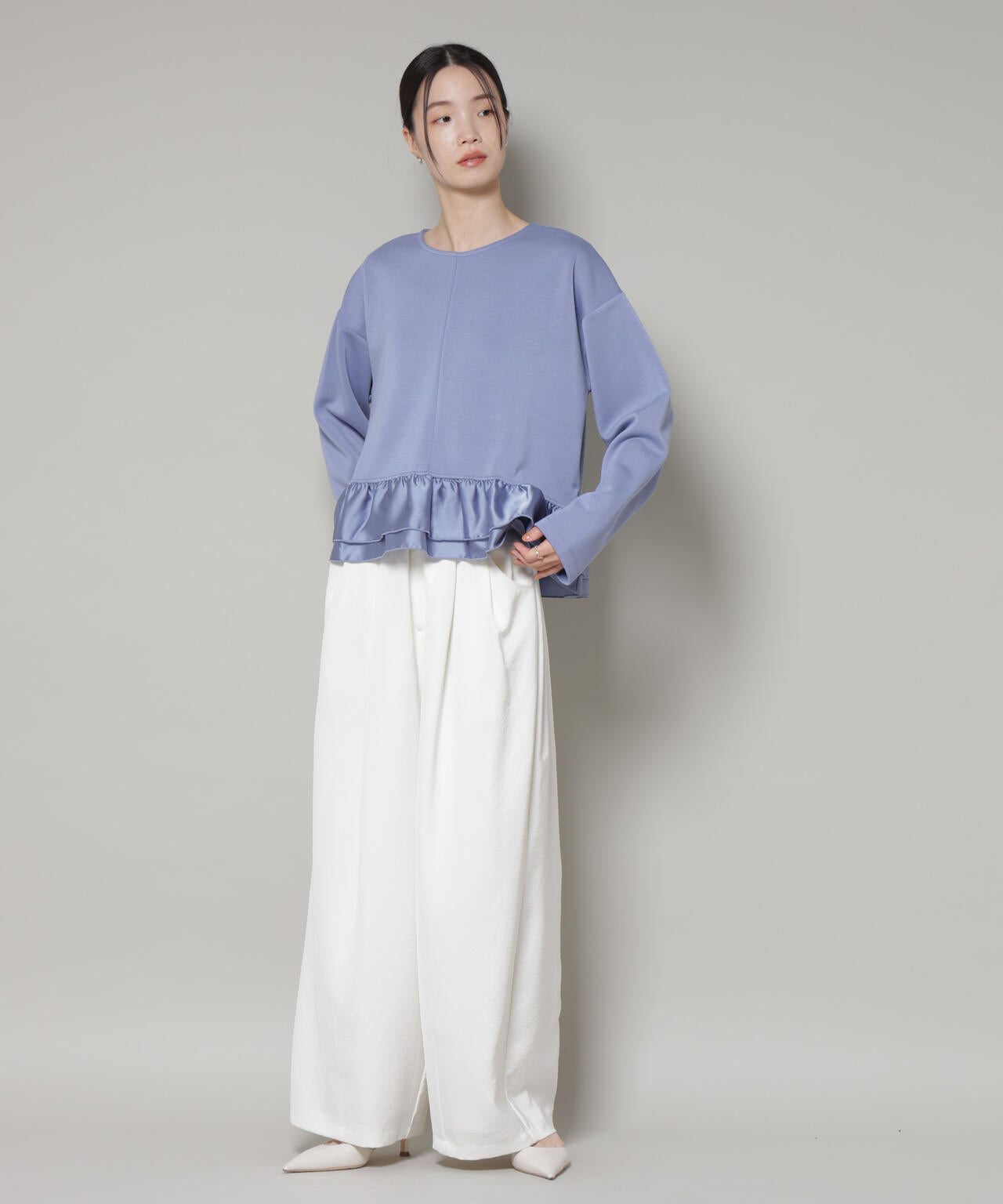 ダンボールカットサテンペプラムトップス 6736123300