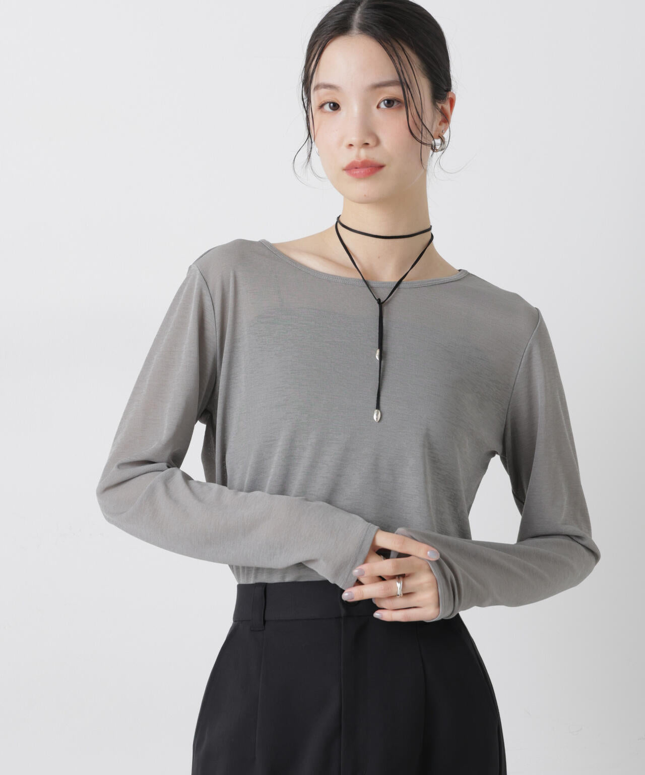 スラブ シアー ロングスリーブ Tシャツ