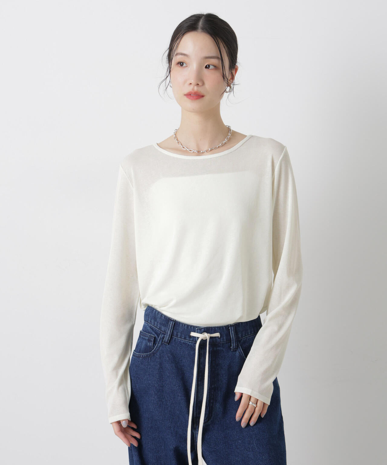 スラブ シアー ロングスリーブ Tシャツ