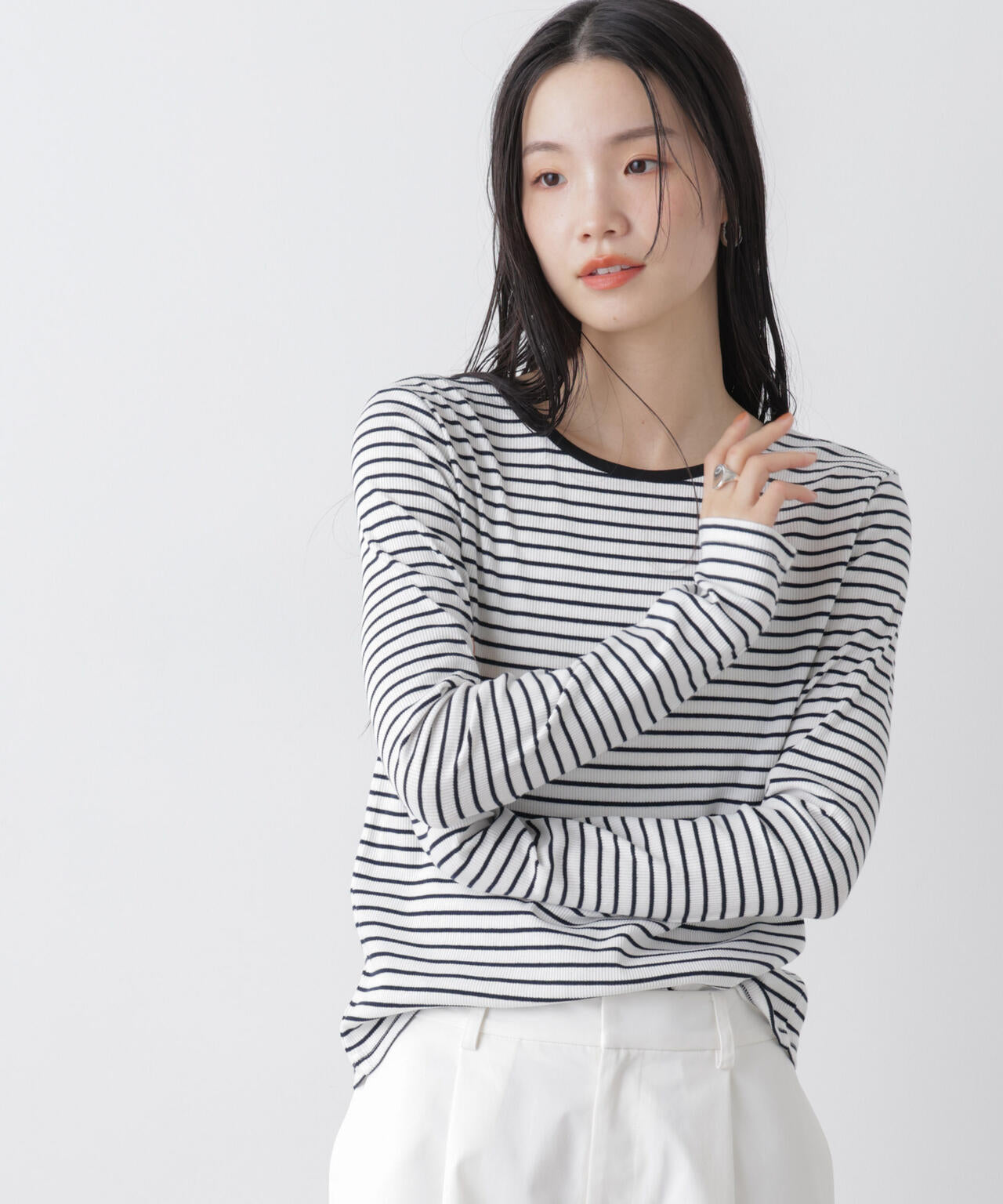 前後2wayスパンテレコカットボーダークルーカーディガン 6736123304