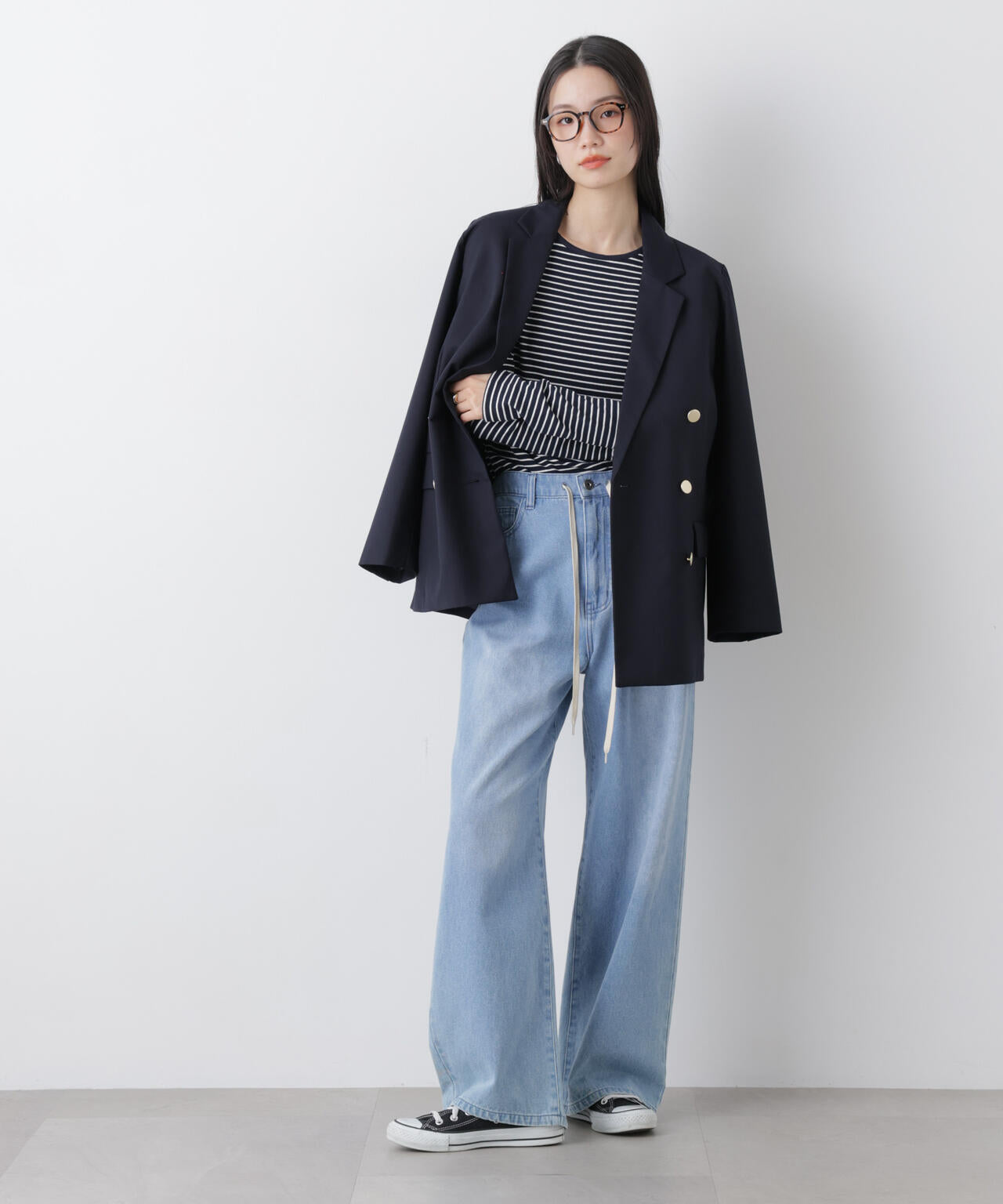 前後2wayスパンテレコカットボーダークルーカーディガン 6736123304