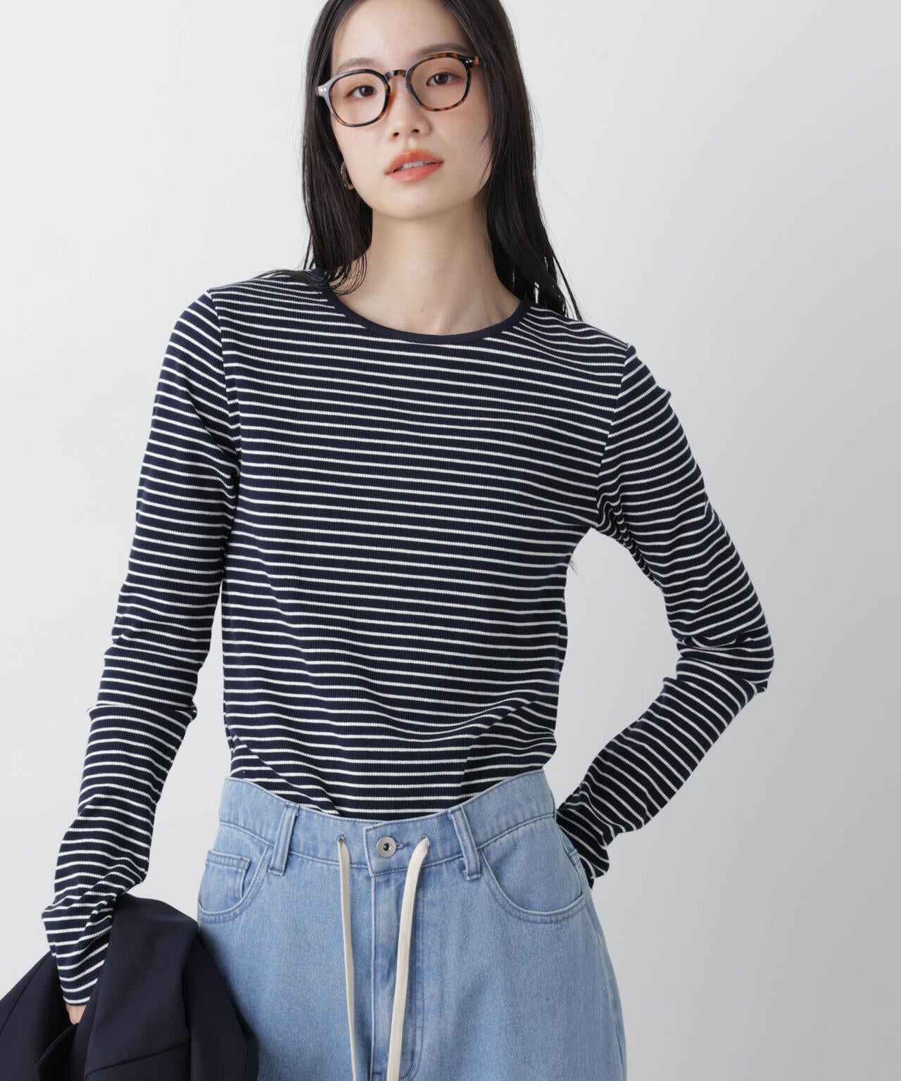 前後2wayスパンテレコカットボーダークルーカーディガン 6736123304