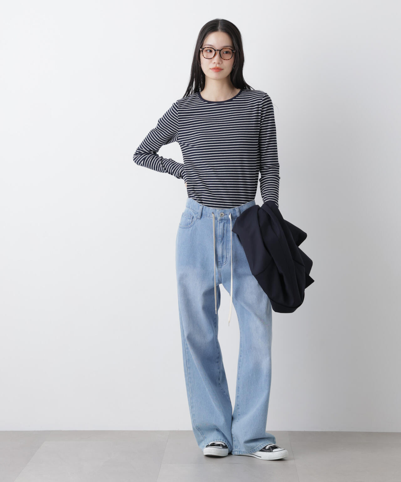 前後2wayスパンテレコカットボーダークルーカーディガン 6736123304