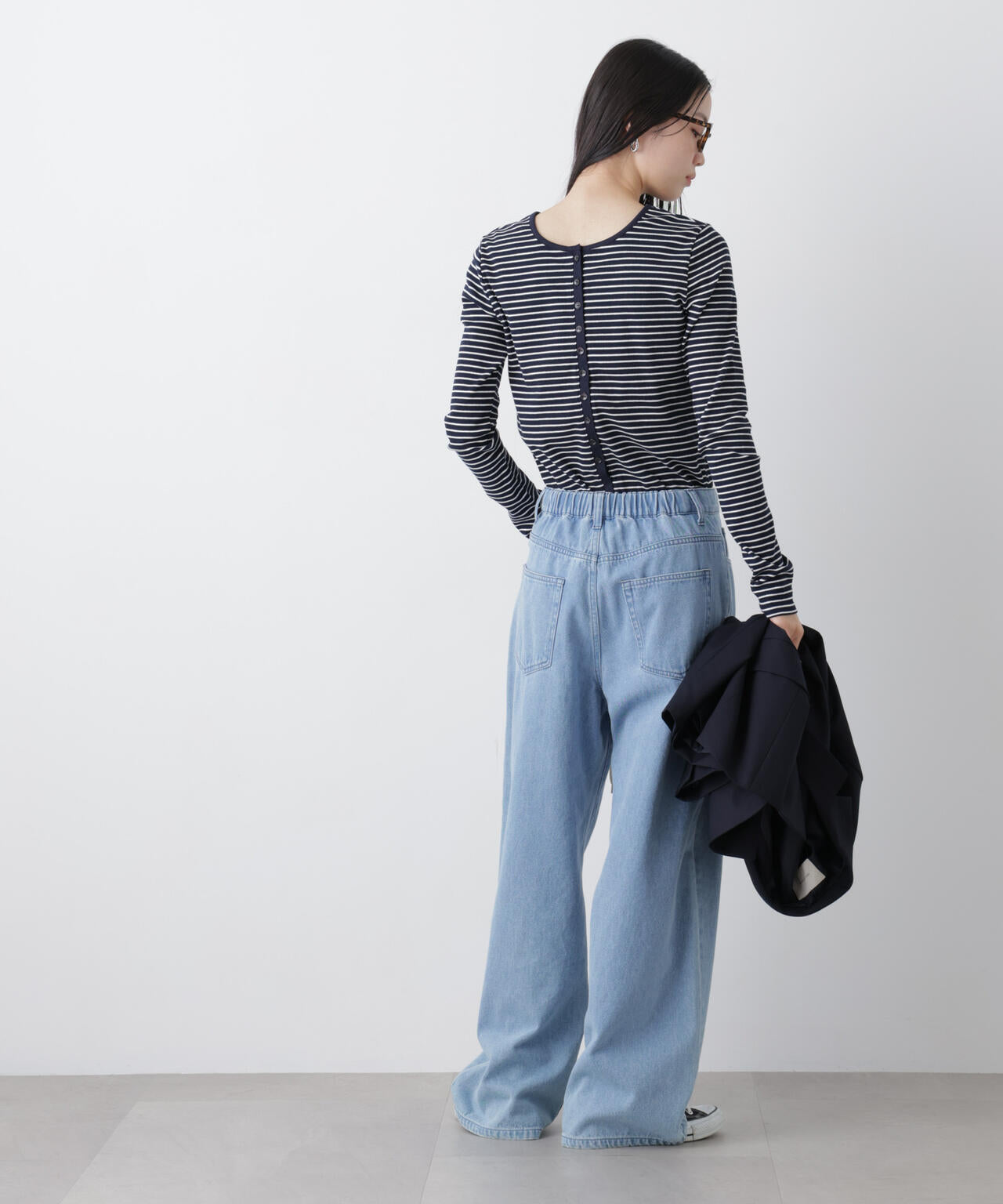 前後2wayスパンテレコカットボーダークルーカーディガン 6736123304