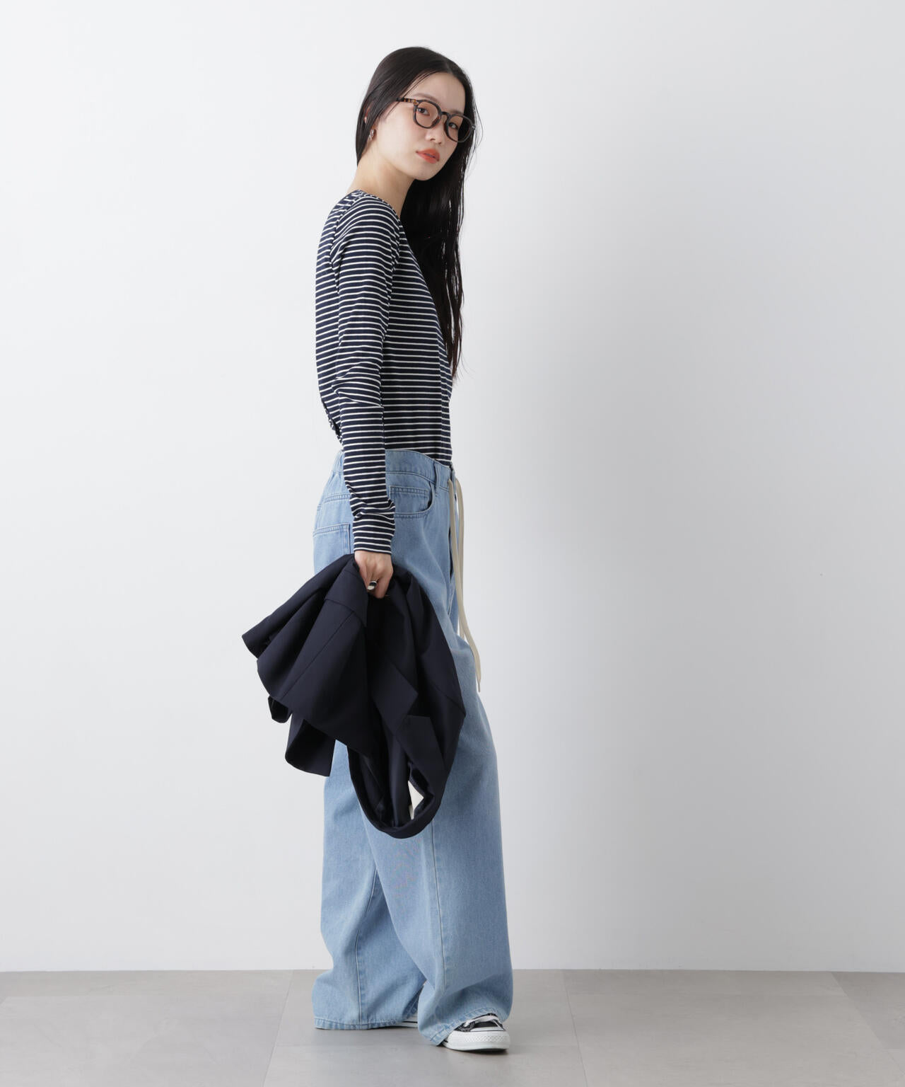 前後2wayスパンテレコカットボーダークルーカーディガン 6736123304