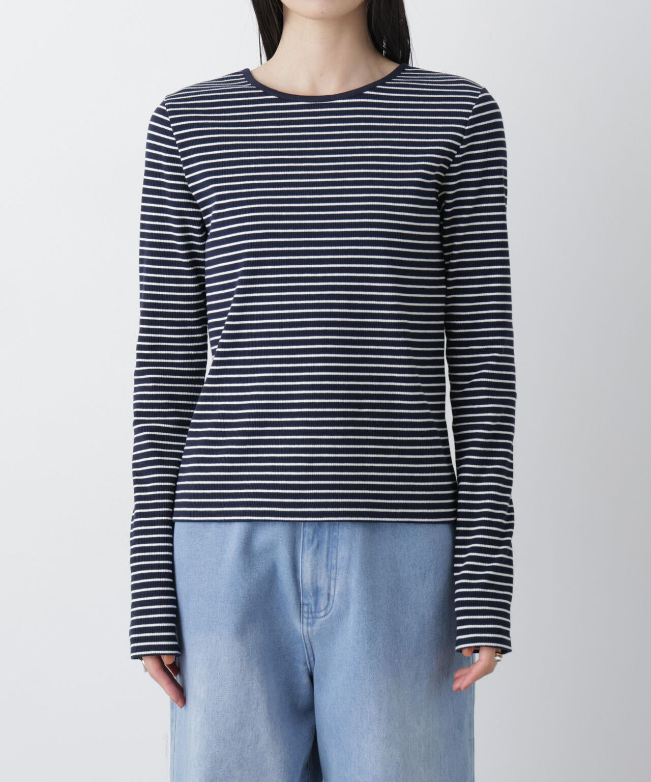 前後2wayスパンテレコカットボーダークルーカーディガン 6736123304