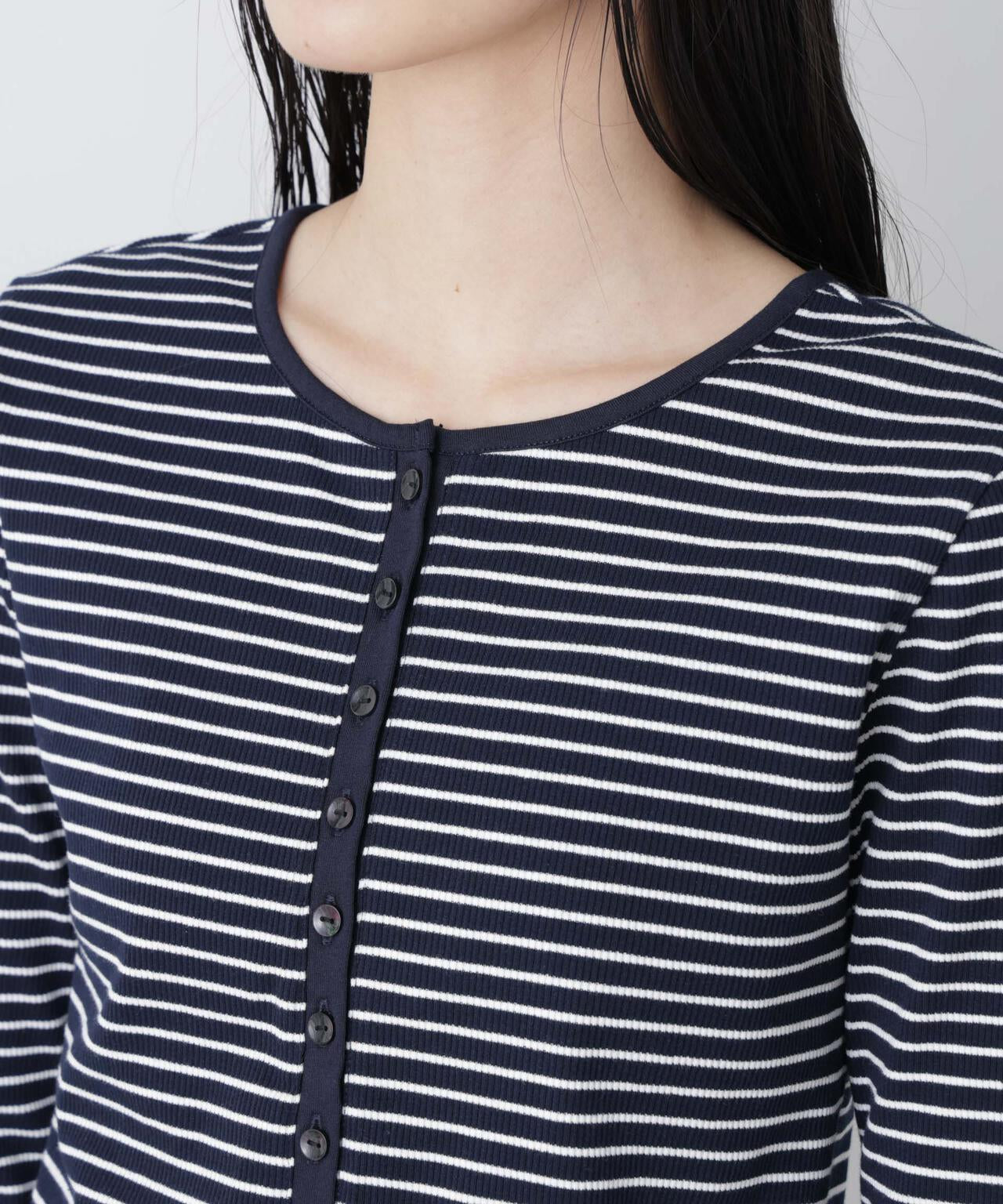 前後2wayスパンテレコカットボーダークルーカーディガン 6736123304