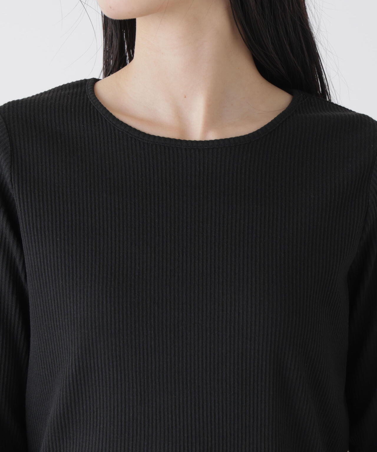 メタルボタンスリーブクルーネックリブカットトップス 6736123306