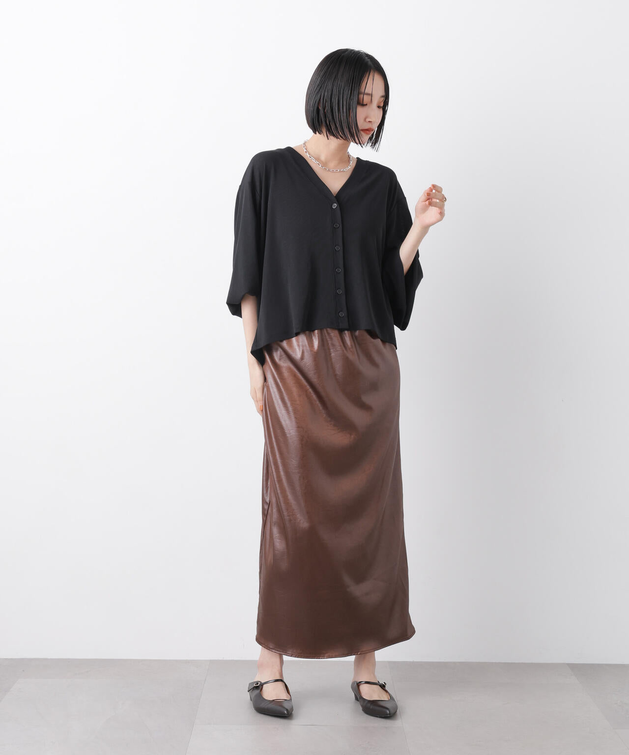 シアーカット Vネック カーディガン