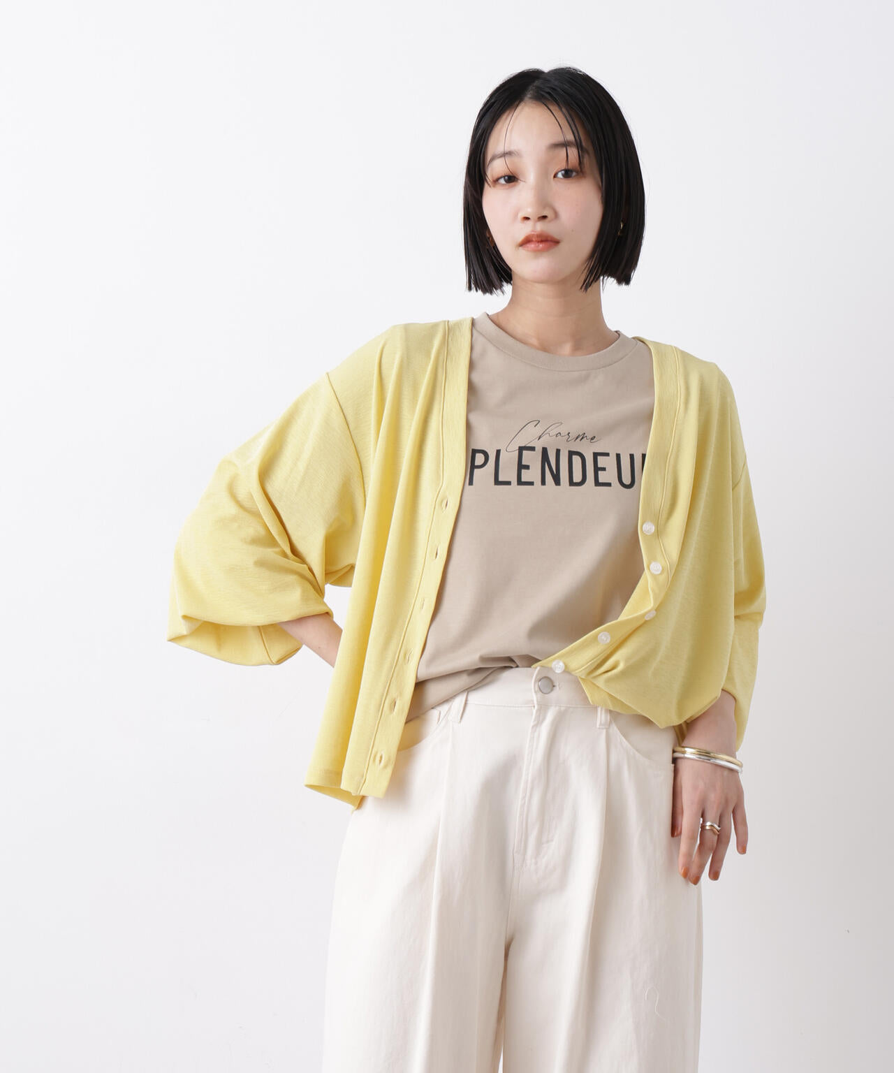 シアーカットVネックカーディガン 6736123307