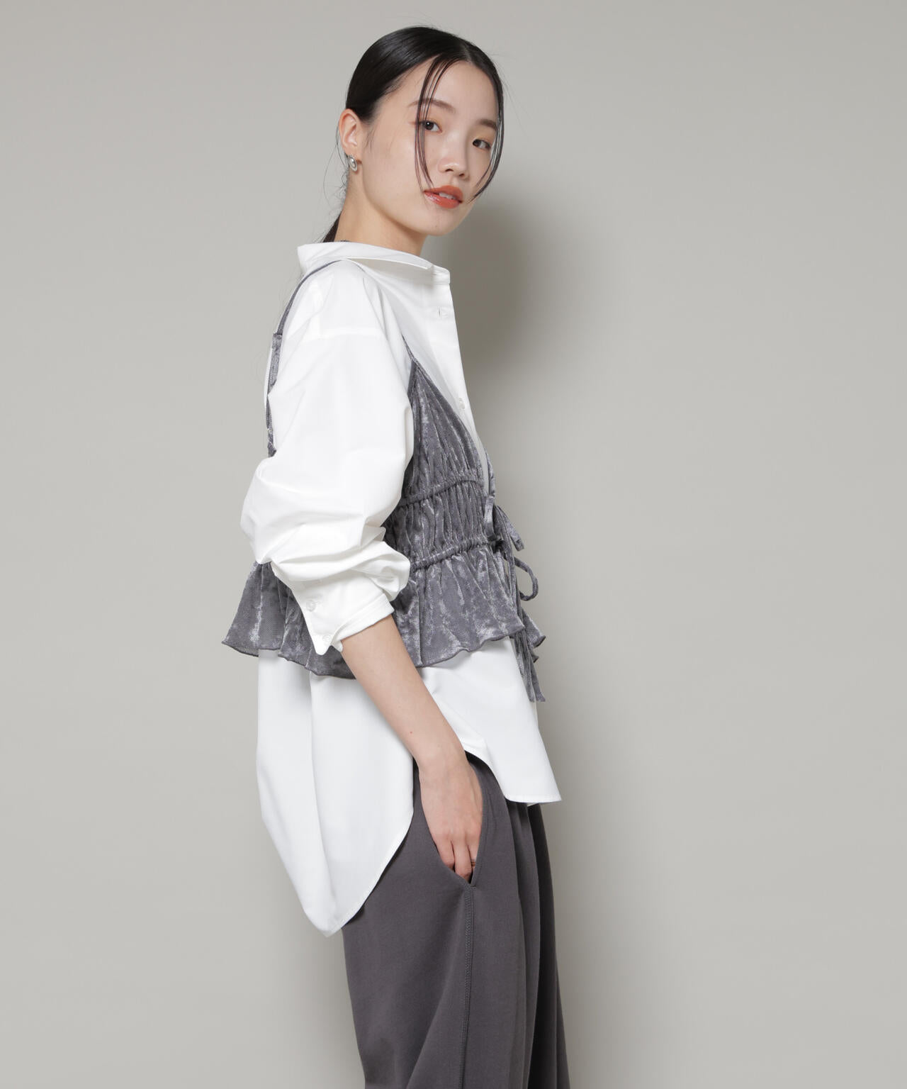 フロント リボン キャミソール ビスチェ