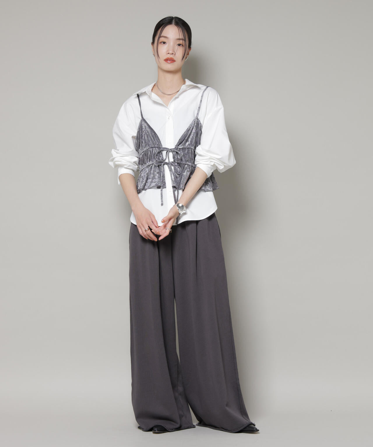 フロント リボン キャミソール ビスチェ