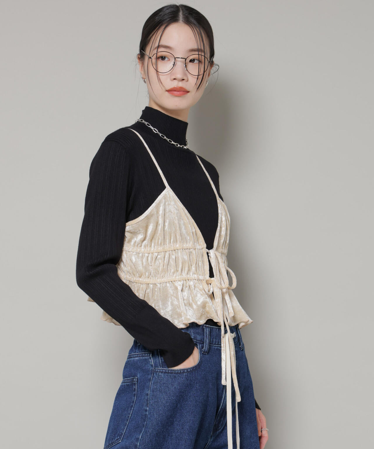 フロントリボンキャミソールビスチェ 6736124300