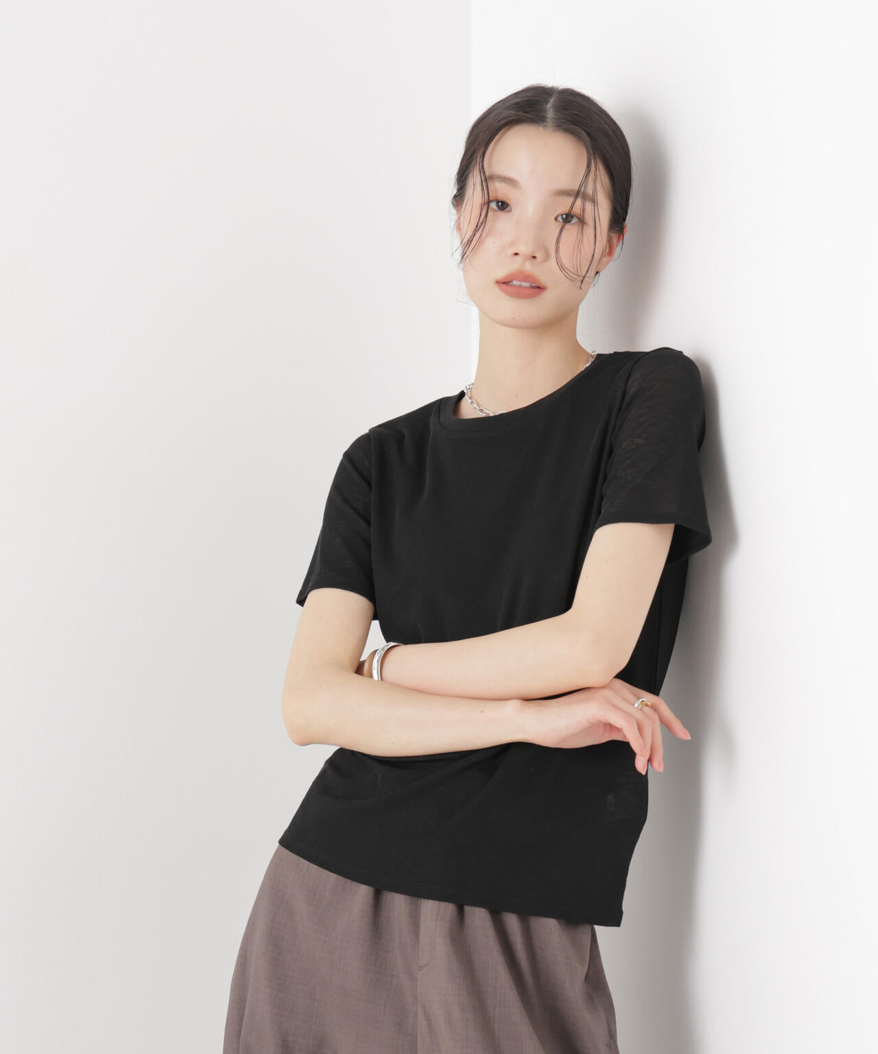 スラブシアー半袖Tシャツ 6736124301