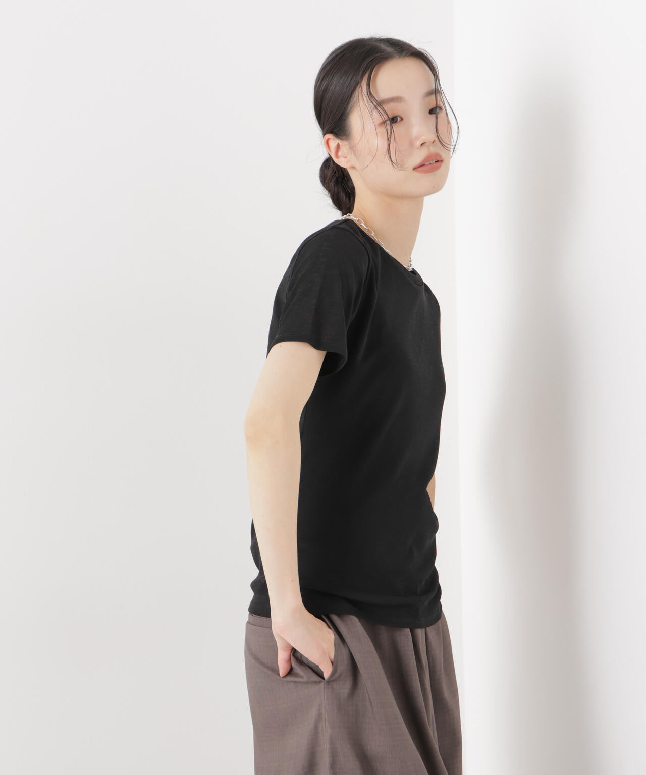 スラブシアー半袖Tシャツ 6736124301