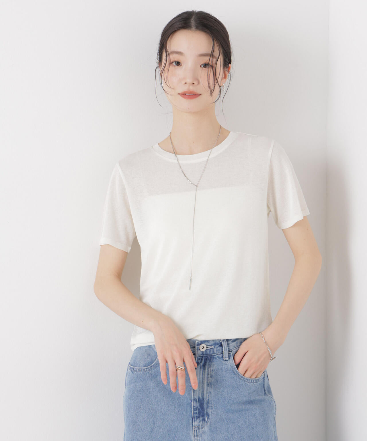 スラブシアー半袖Tシャツ 6736124301