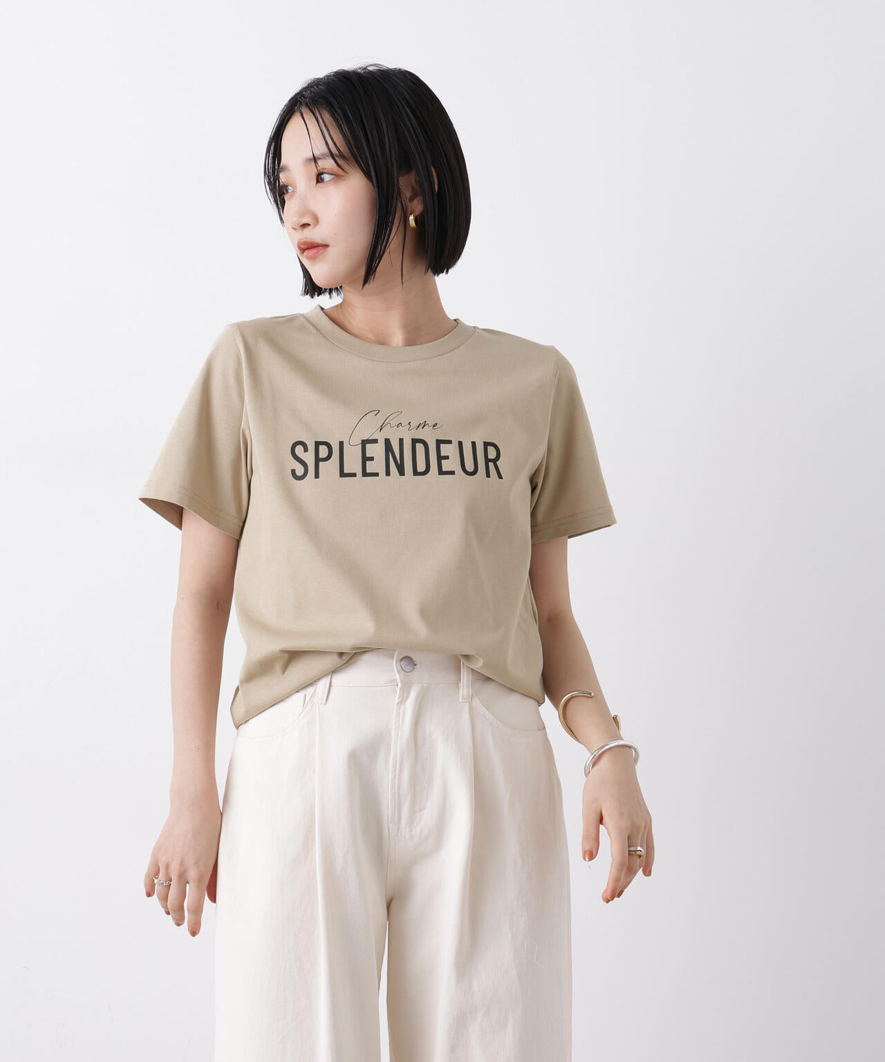 接触冷感 & 紫外線防止 機能 ロゴプリント Tシャツ