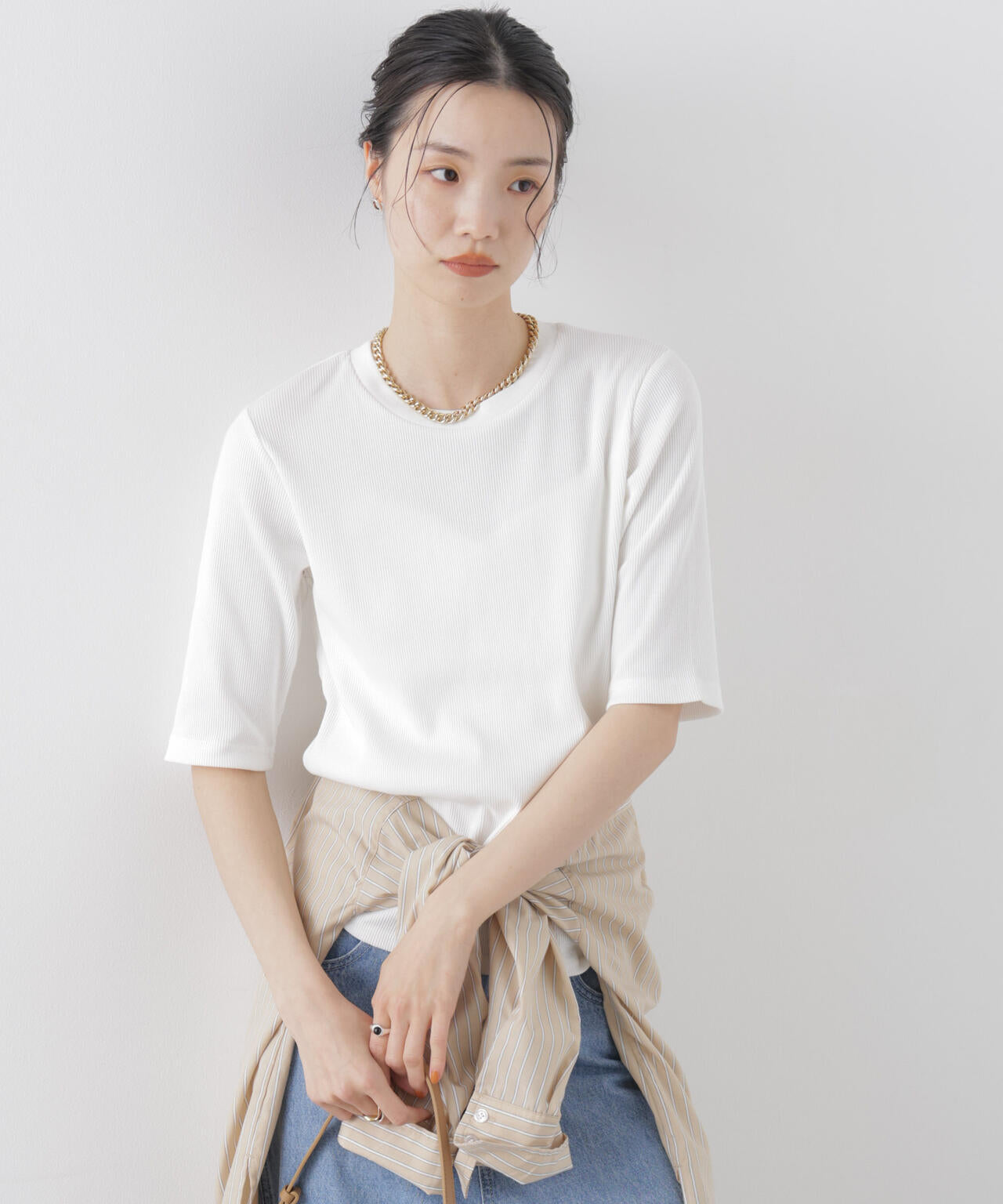 UVカット抗菌防臭吸水速乾イージーケアリブ半袖