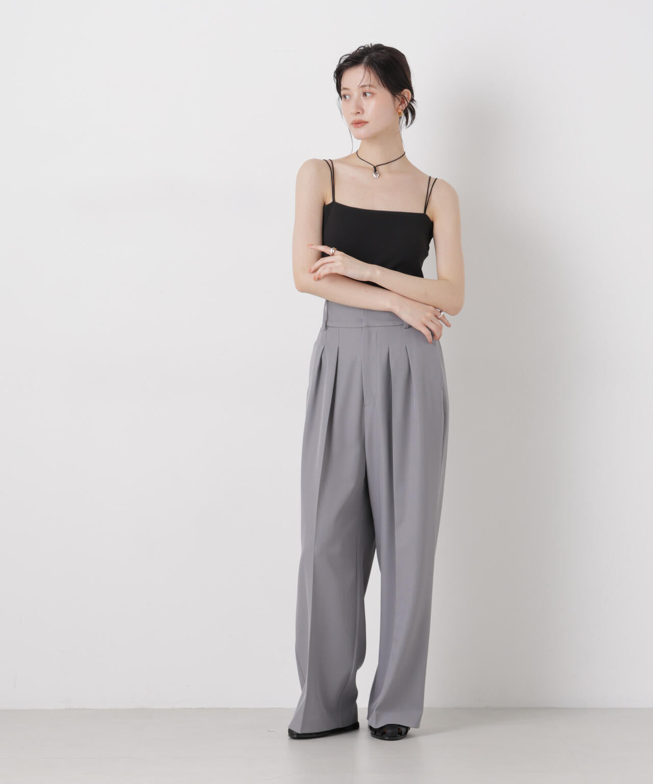 抗菌防臭リブカップ付きダブルストラップキャミソール 6736124307