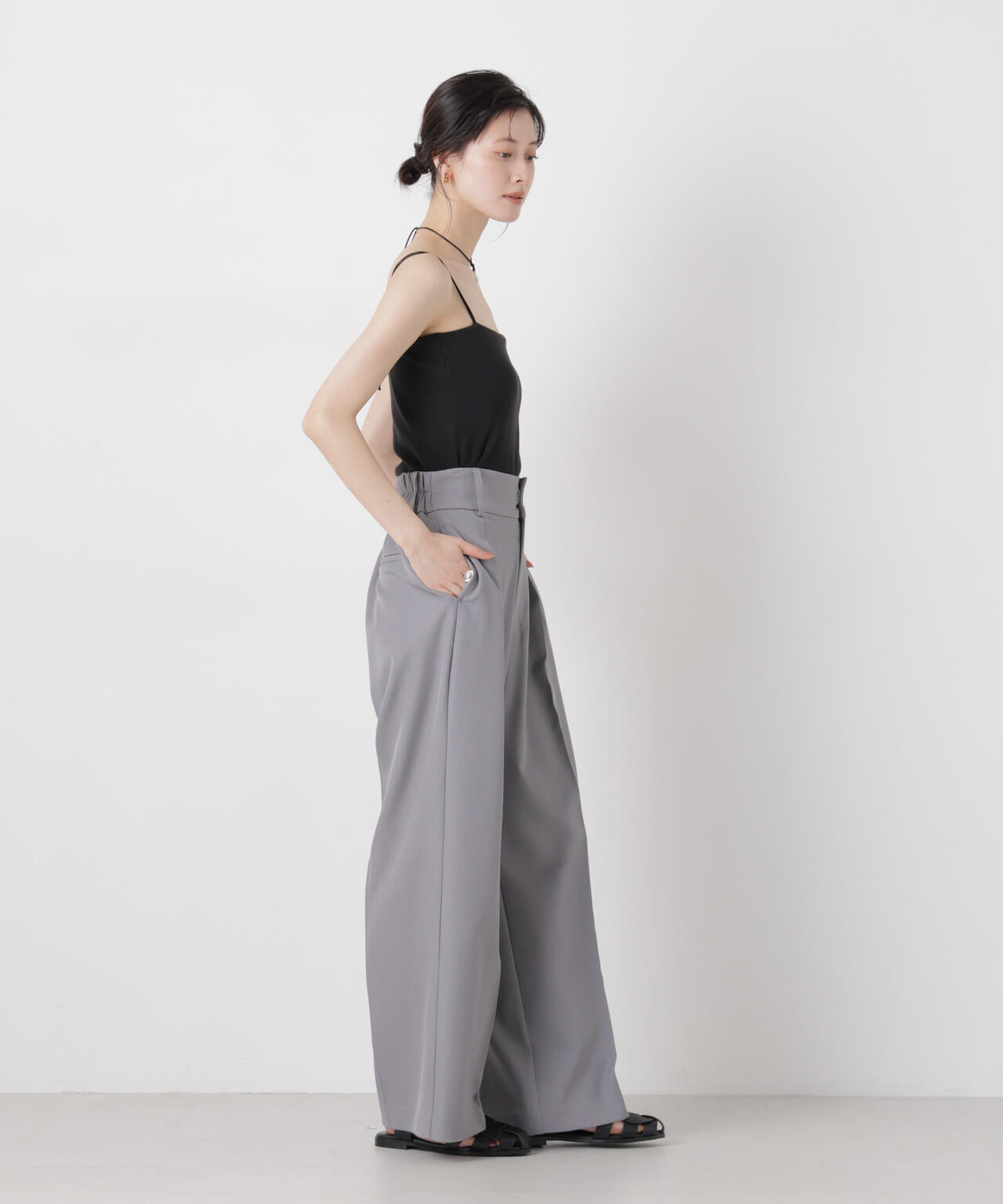 抗菌防臭リブカップ付きダブルストラップキャミソール 6736124307