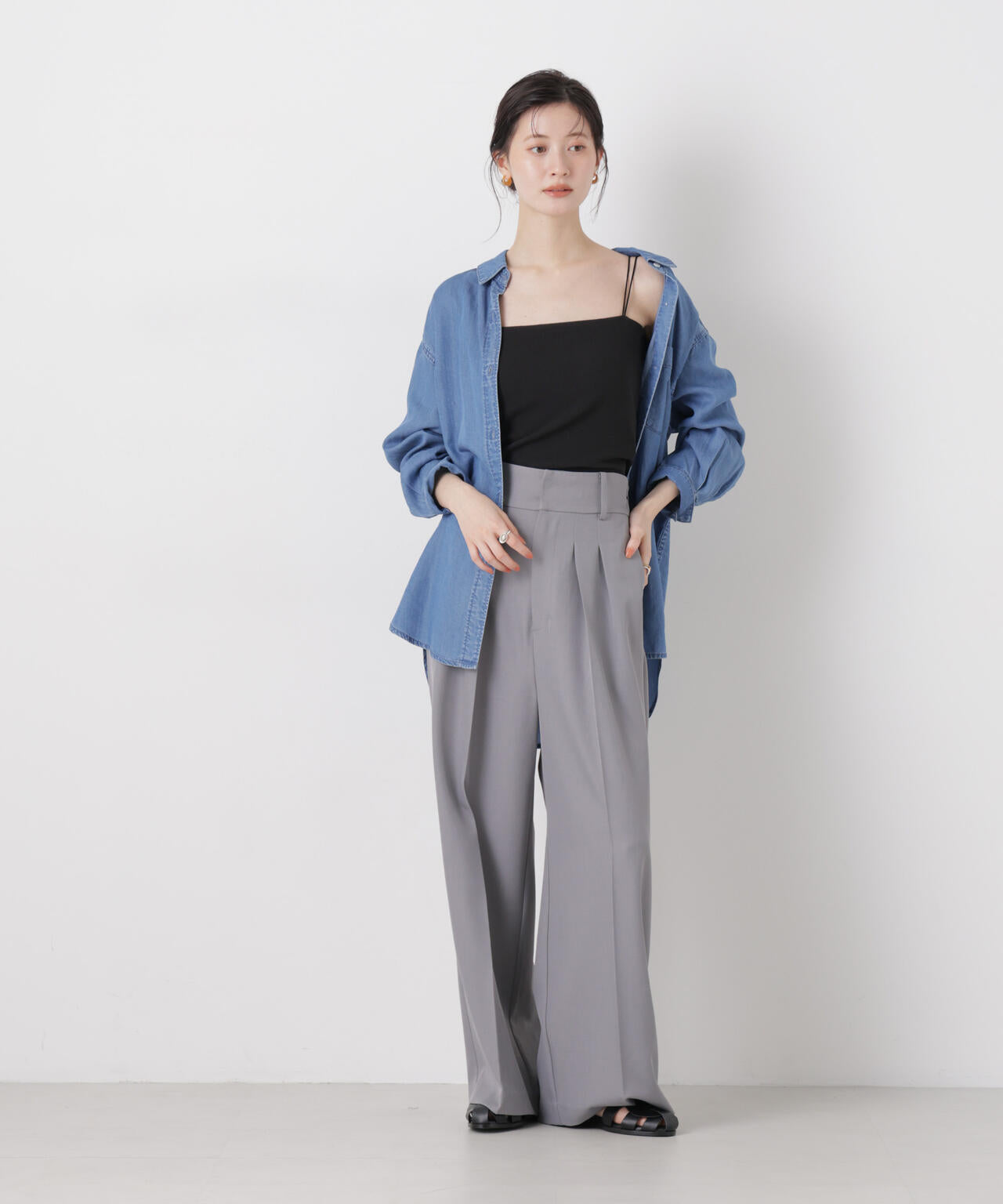 抗菌防臭 リブ カップ付き ダブルストラップ キャミソール