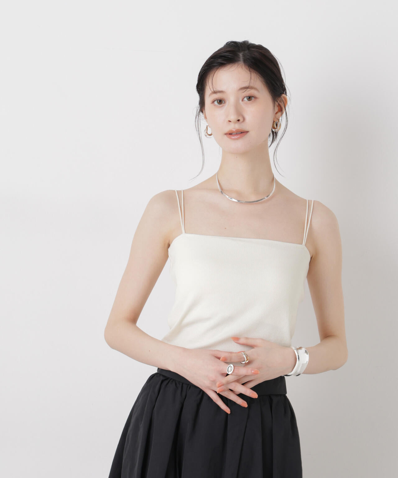 抗菌防臭リブカップ付きダブルストラップキャミソール 6736124307