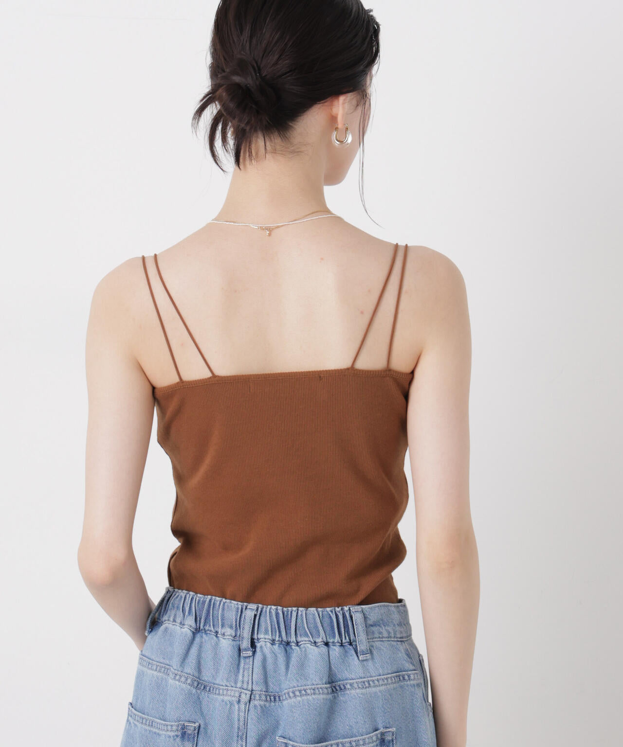 抗菌防臭 リブ カップ付き ダブルストラップ キャミソール