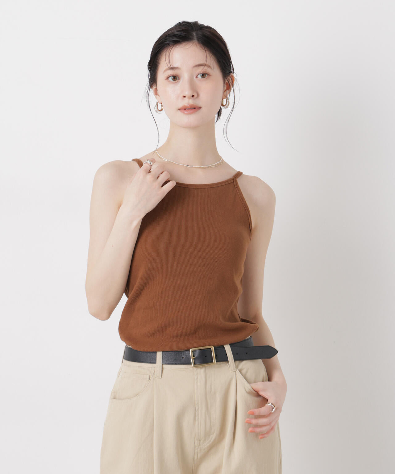 抗菌防臭リブカップ付きアメスリキャミ 6736124308