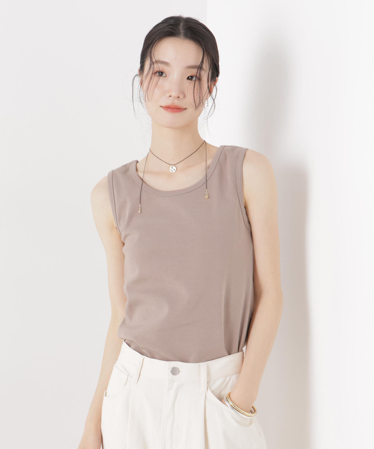 抗菌防臭コットンフライスカットタンクトップ 6736124312