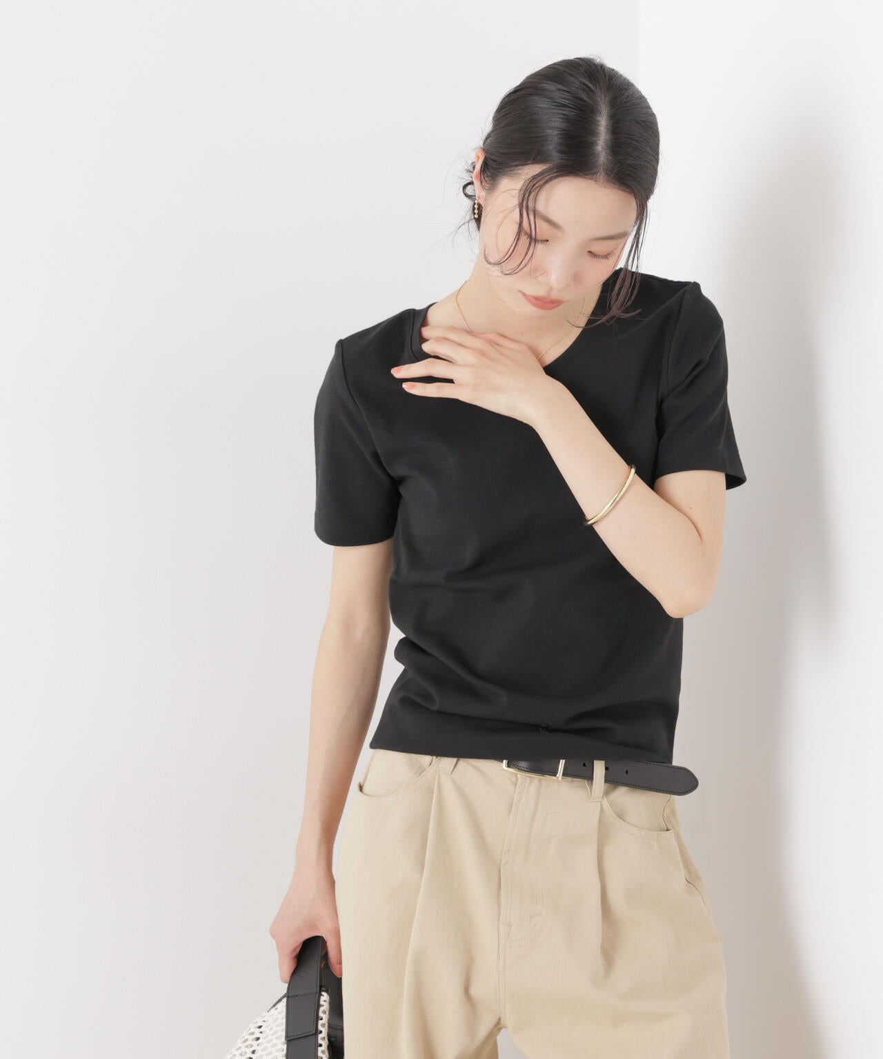 抗菌防臭コットンフライスカットクルーネックトップス 6736124313