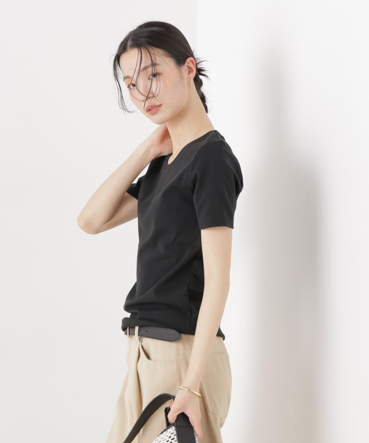 抗菌防臭コットンフライスカットクルーネックトップス 6736124313