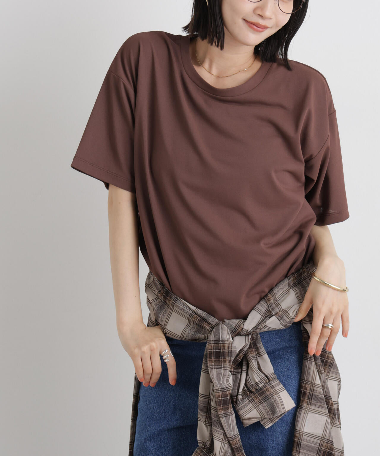 汗隠糸加工 & 多彩機能 カットソー 素材 クルーネック トップス
