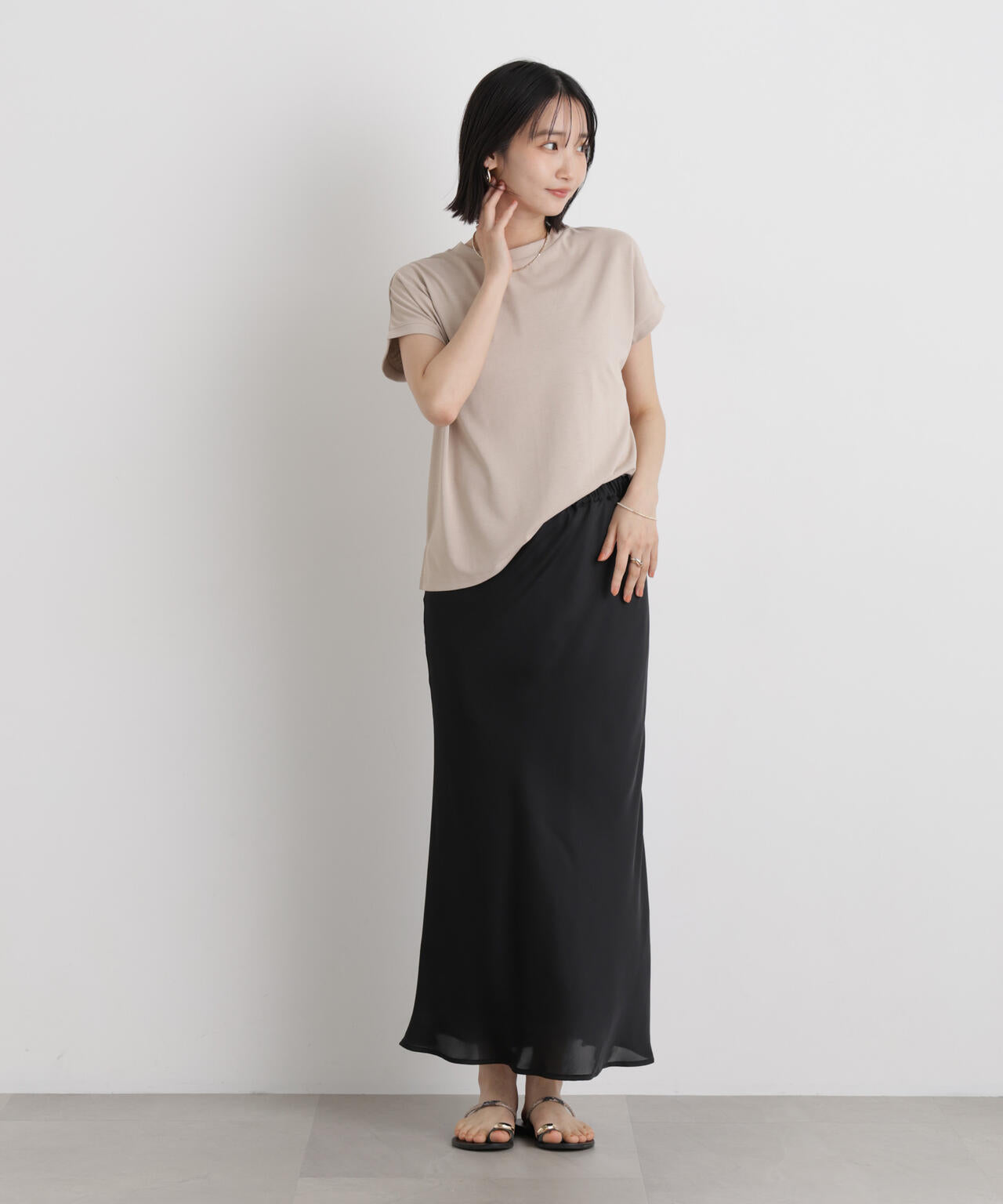 汗隠糸加工 & 多彩機能 カットソー素材 ドルマン フレンチ トップス