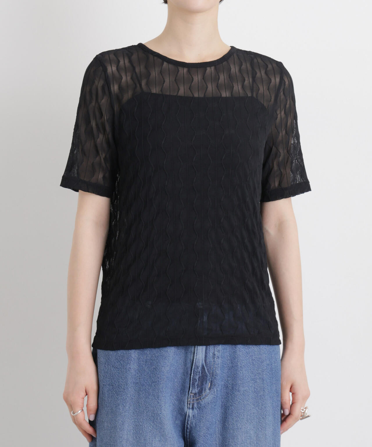 シアーカットクルーネックトップス 6736124324