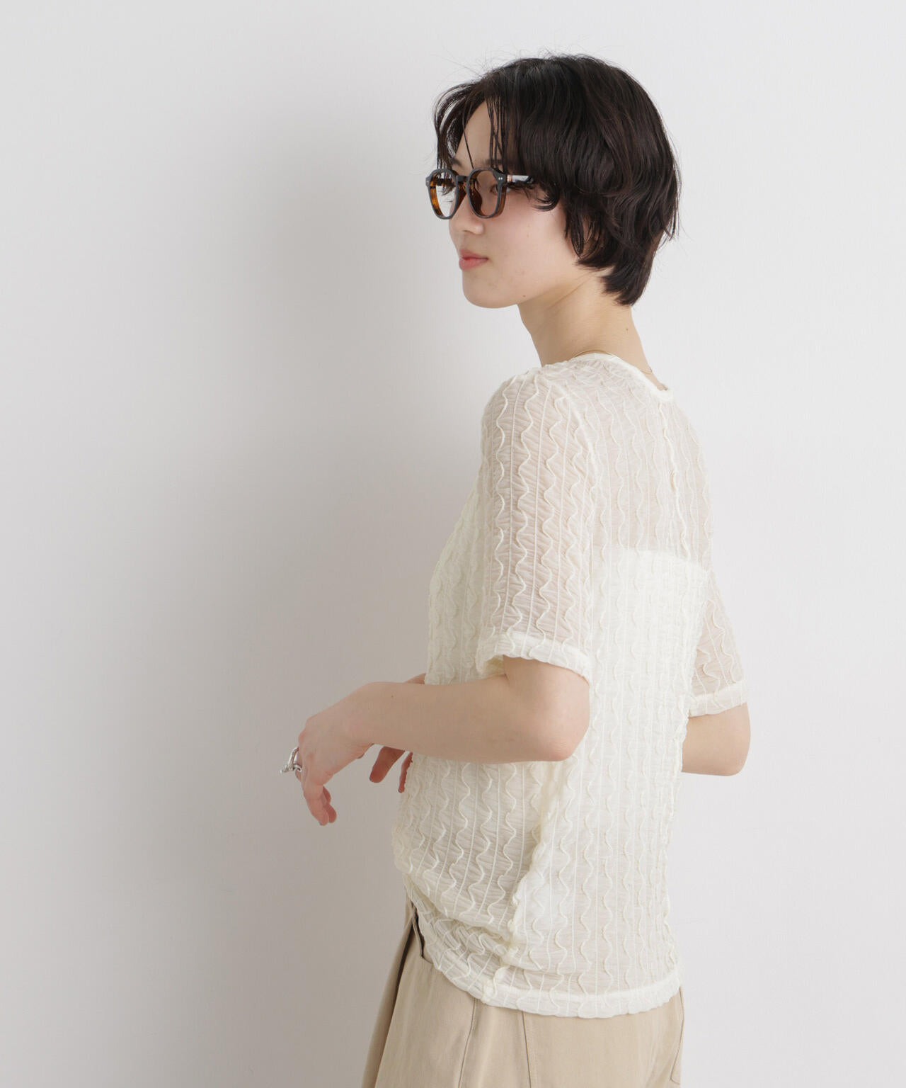シアーカットクルーネックトップス 6736124324