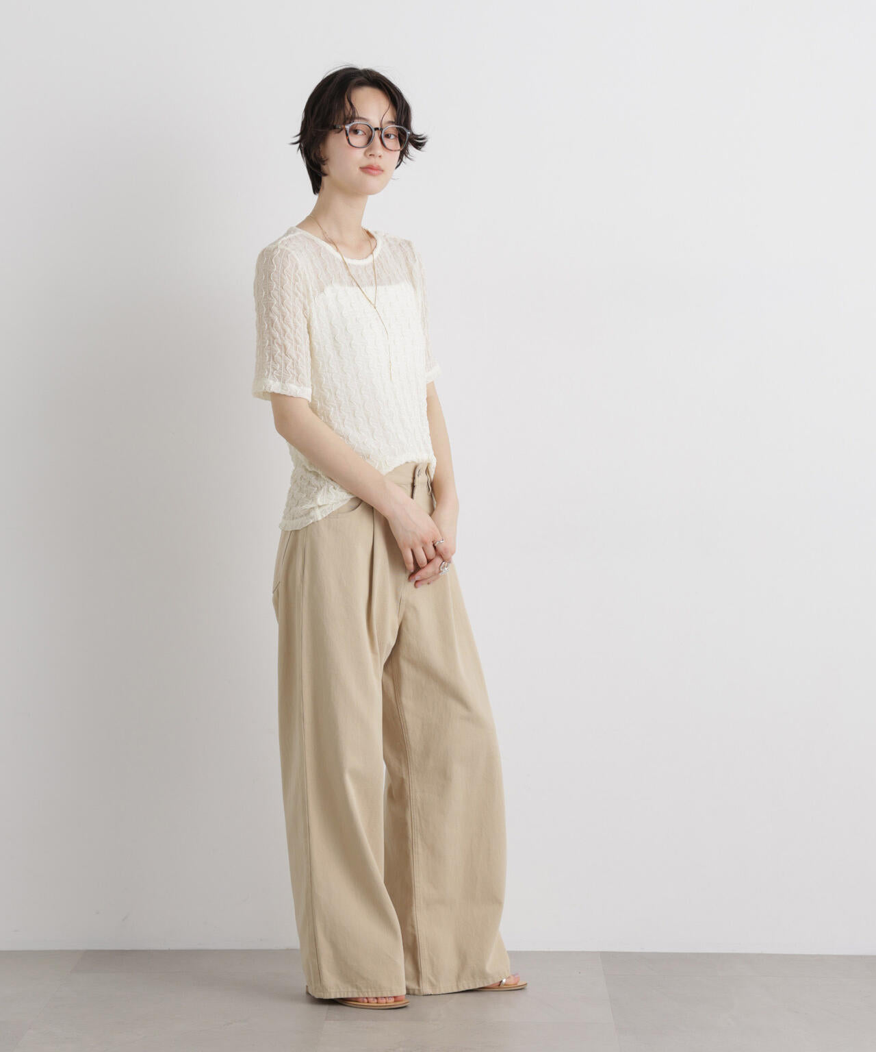 シアーカットクルーネックトップス 6736124324