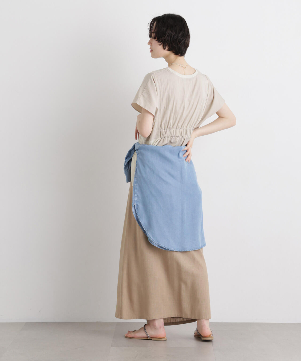 タフタコンビバックギャザーデザインカットトップス 6736124326