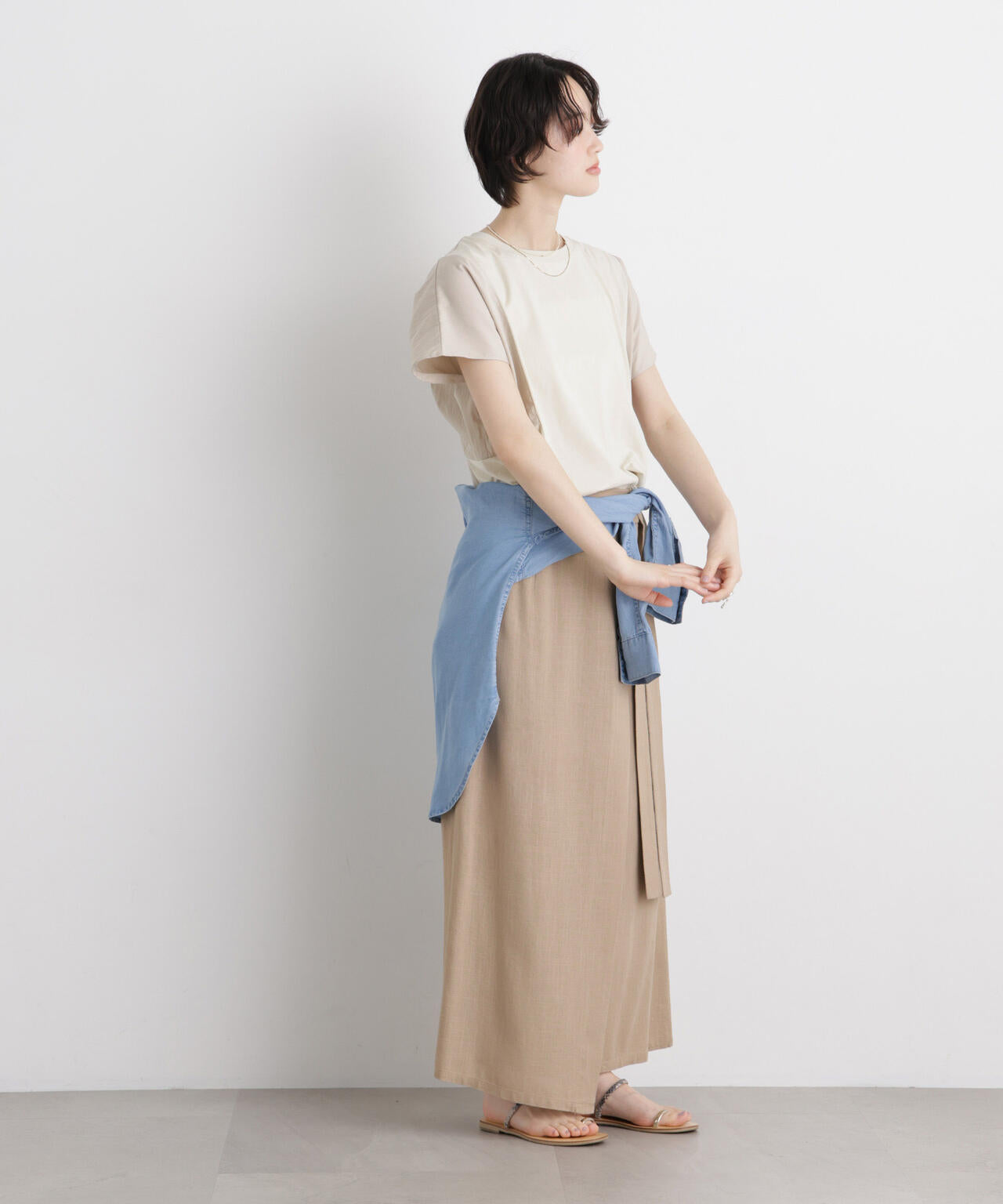 タフタコンビバックギャザーデザインカットトップス 6736124326