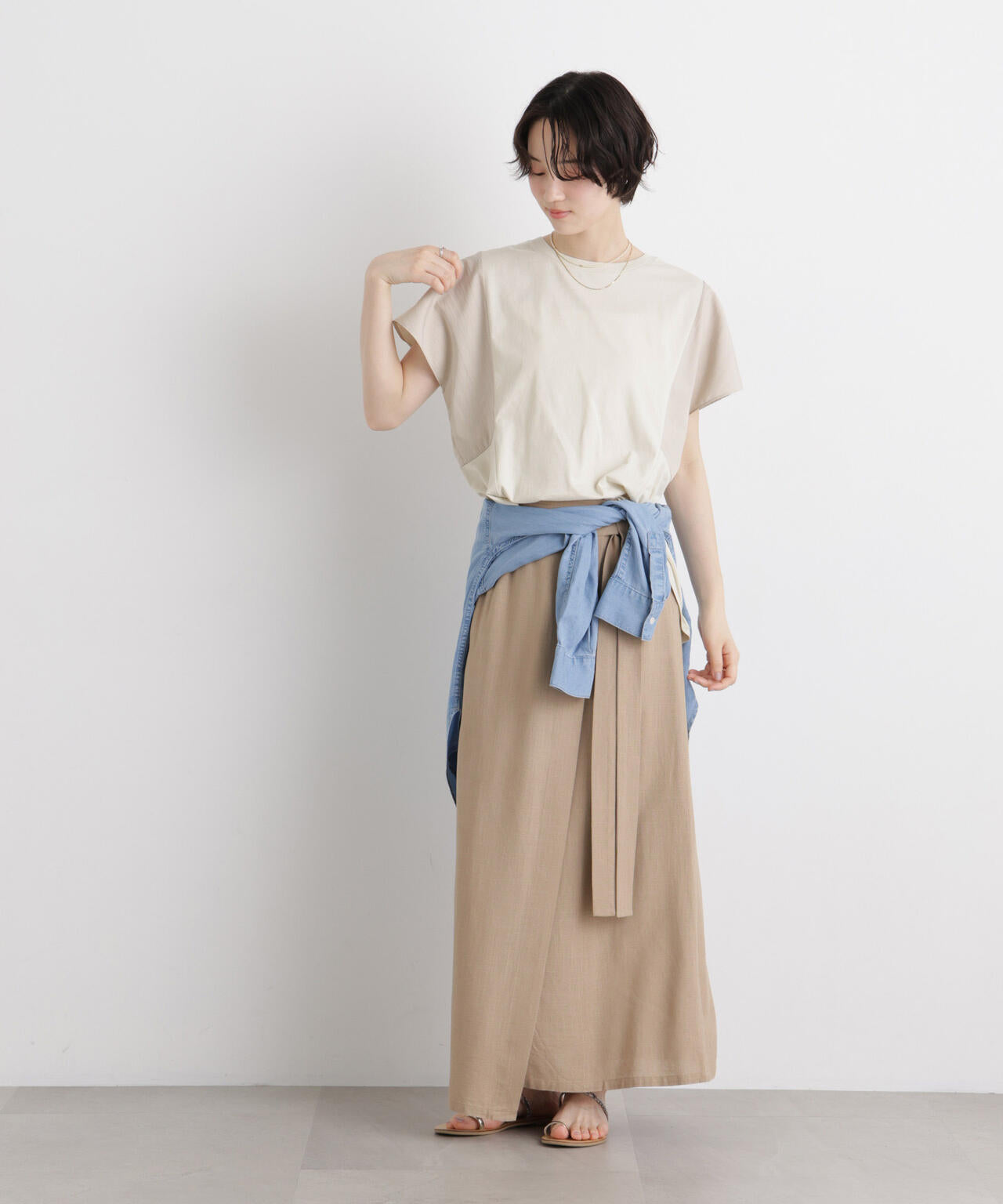 タフタコンビバックギャザーデザインカットトップス 6736124326