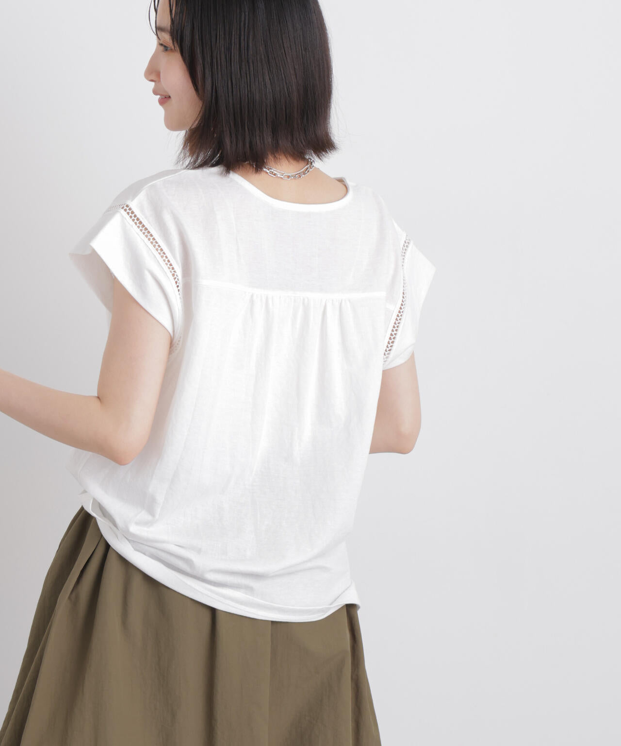 ハシゴレースフレンチスリーブカットトップス 6736124333