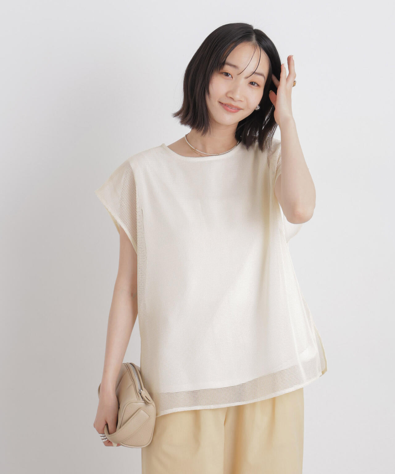 カラミメッシュ レイヤード カット トップス