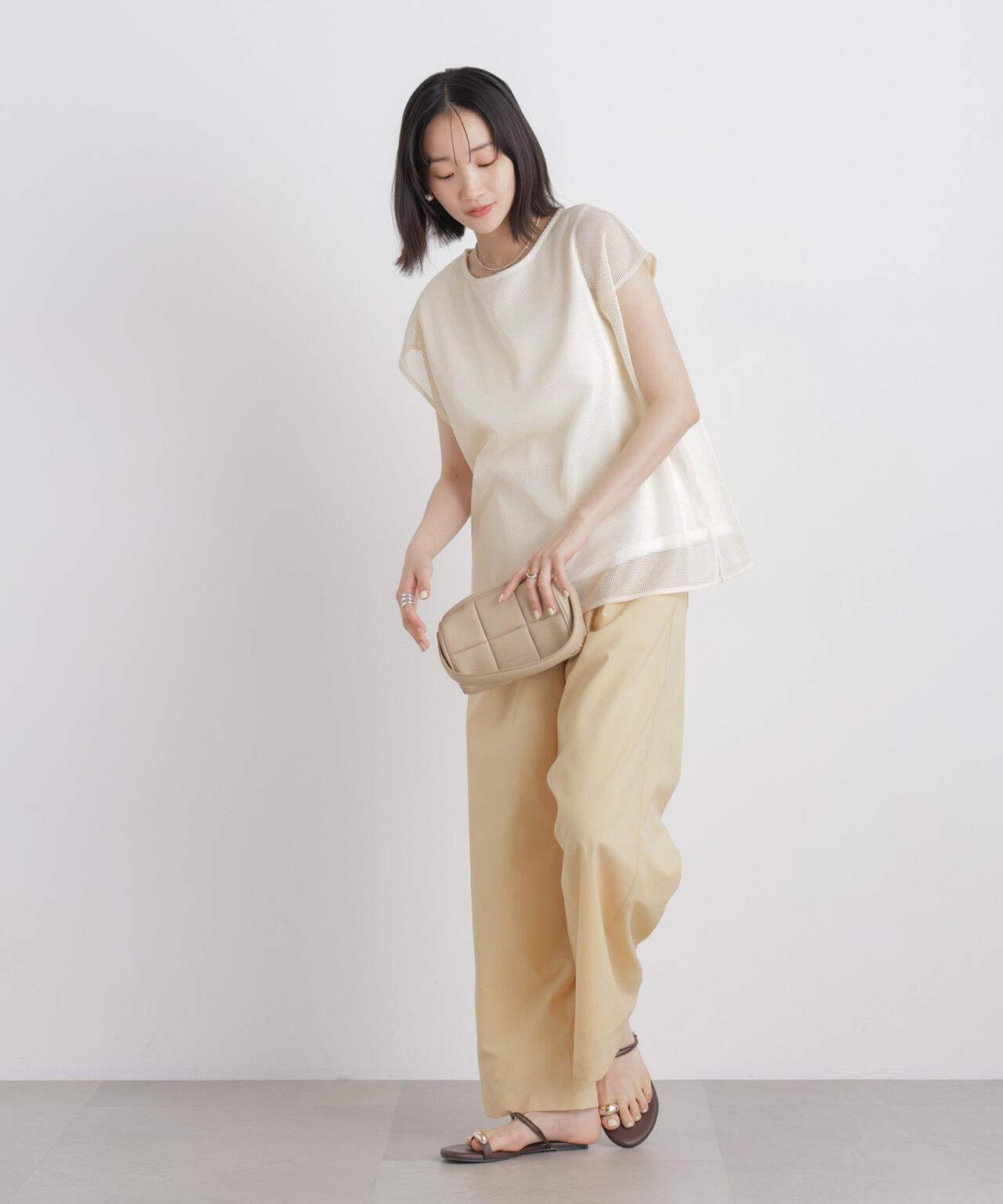 カラミメッシュ レイヤード カット トップス