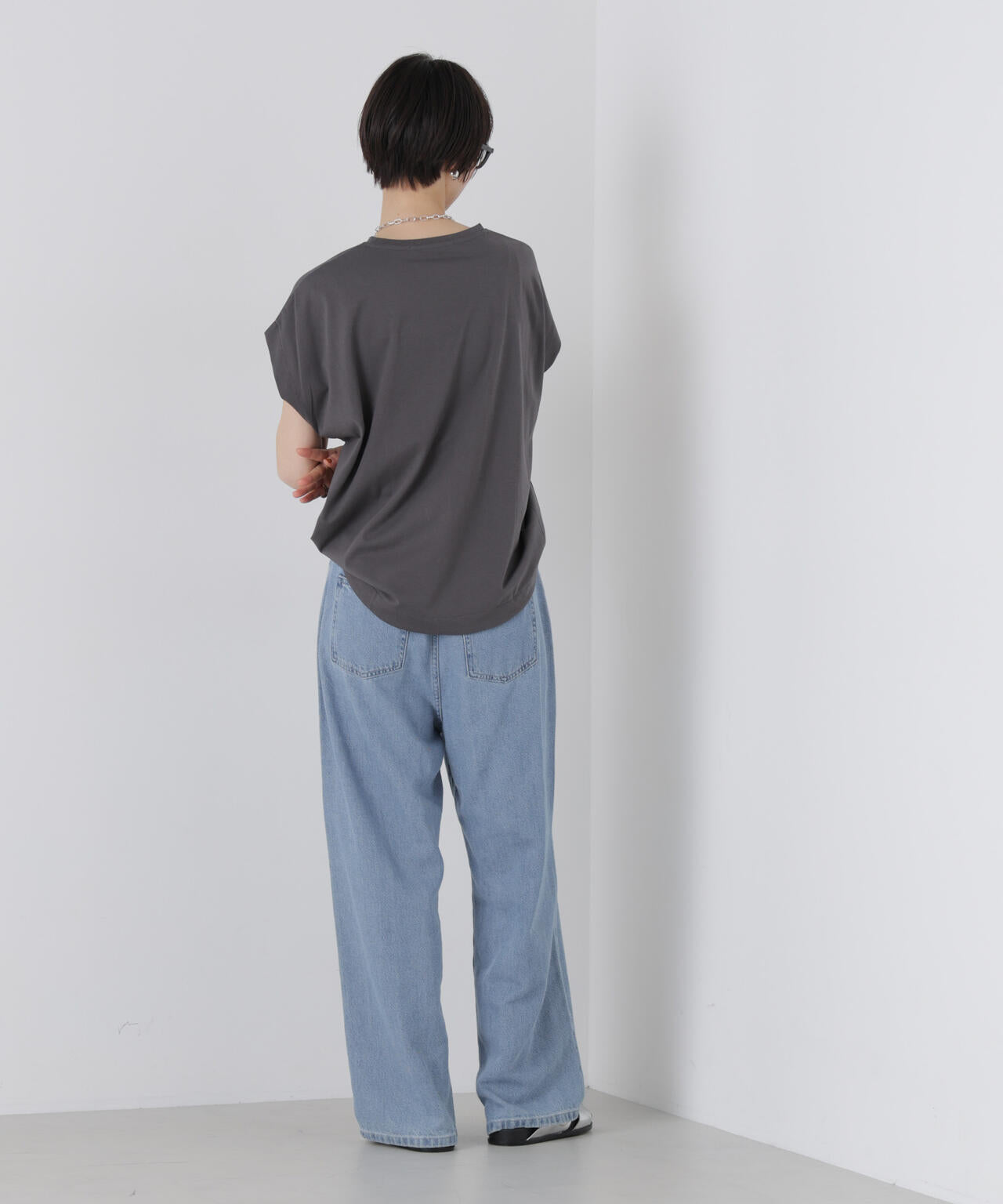 接触冷感コットンプレーティング天竺タックコクーントップス 6736124338