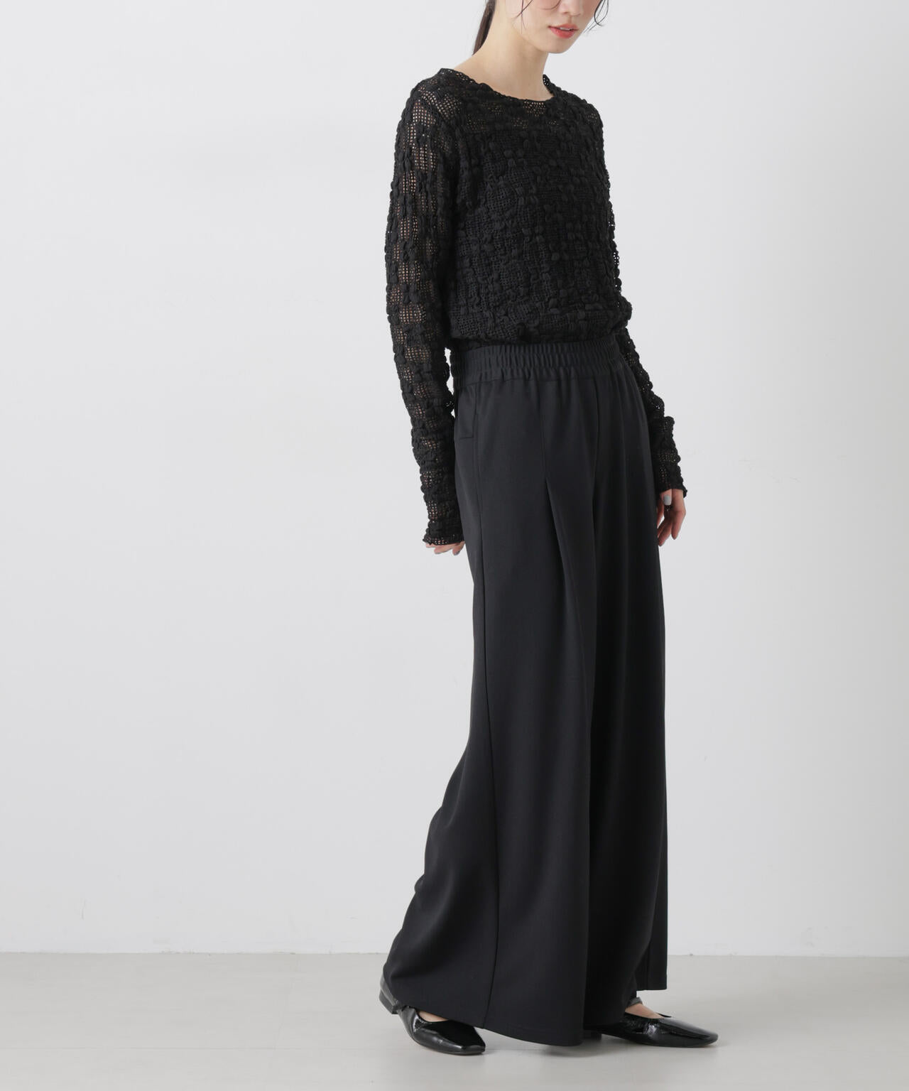 タックワイドカットジョーゼットパンツ 6736127301