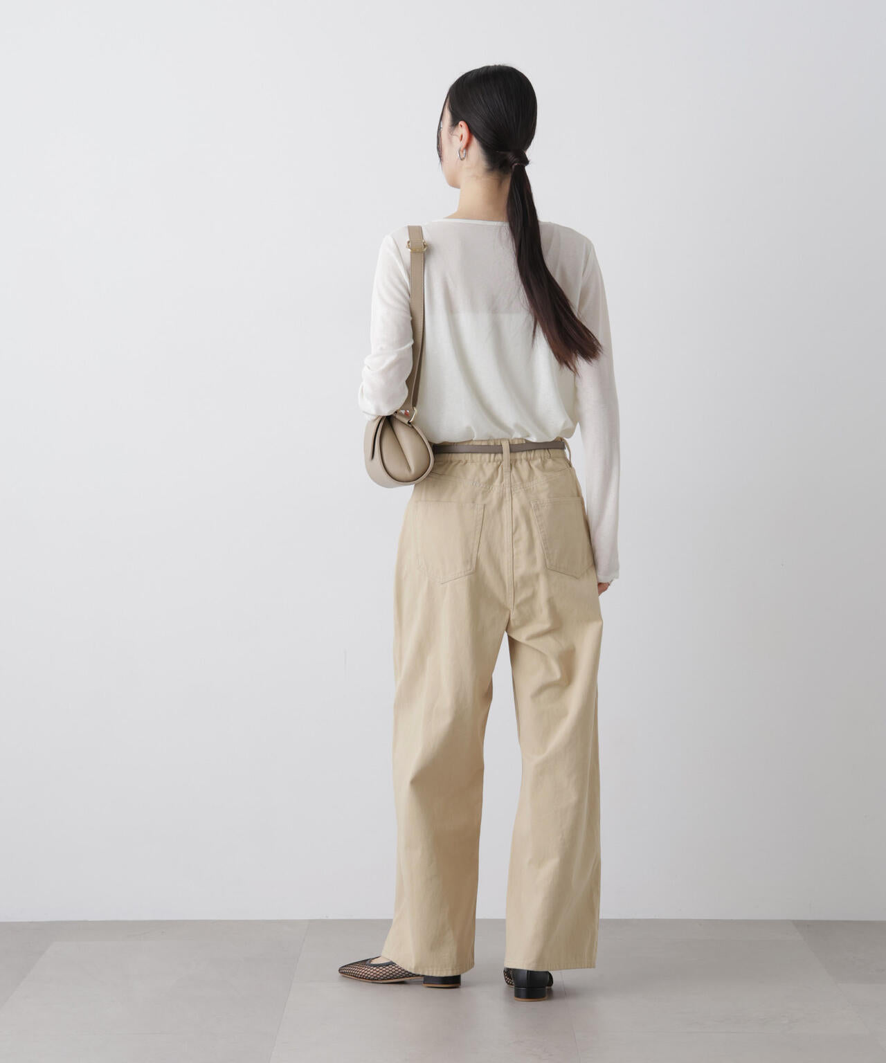 コットンツイル タック ワイドパンツ