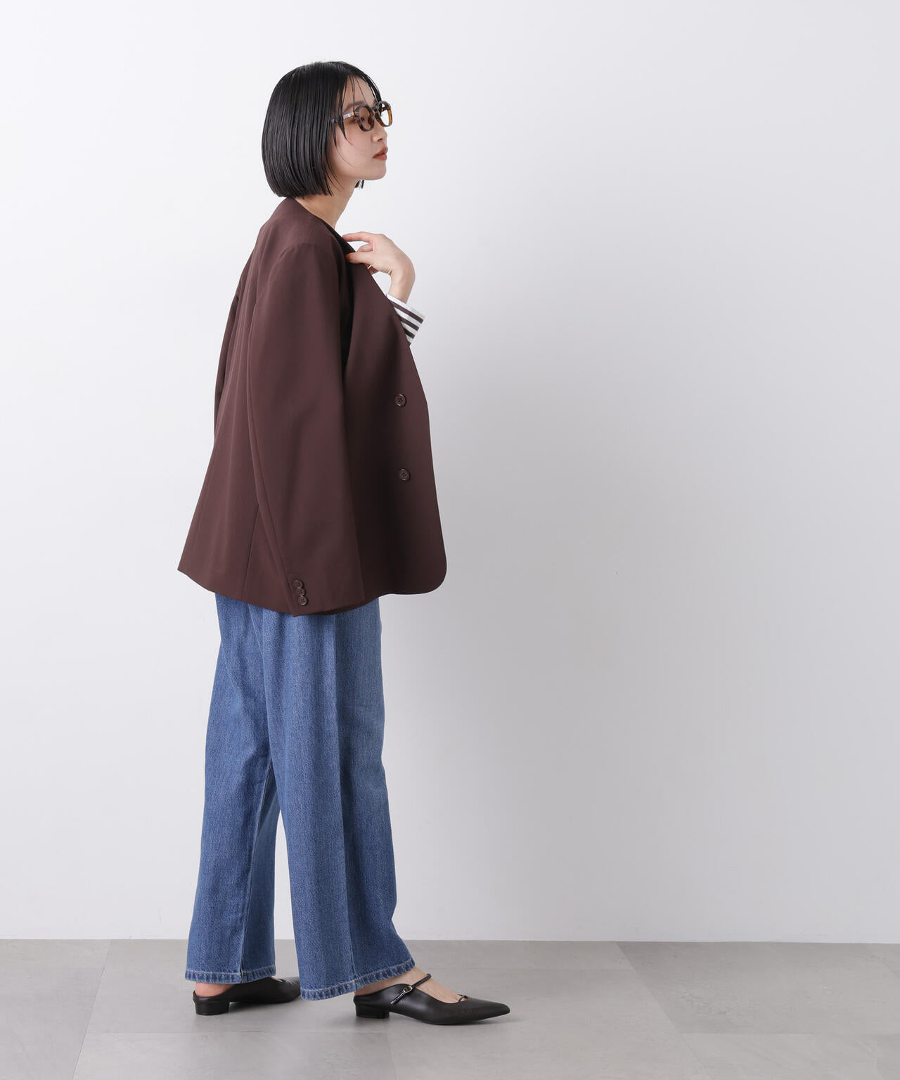 ウエストドロストワイドデニムパンツ 6736127306