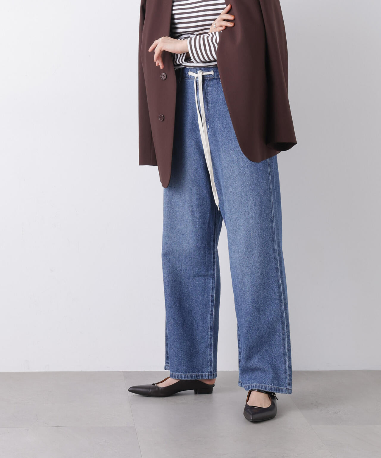 ウエストドロストワイドデニムパンツ 6736127306