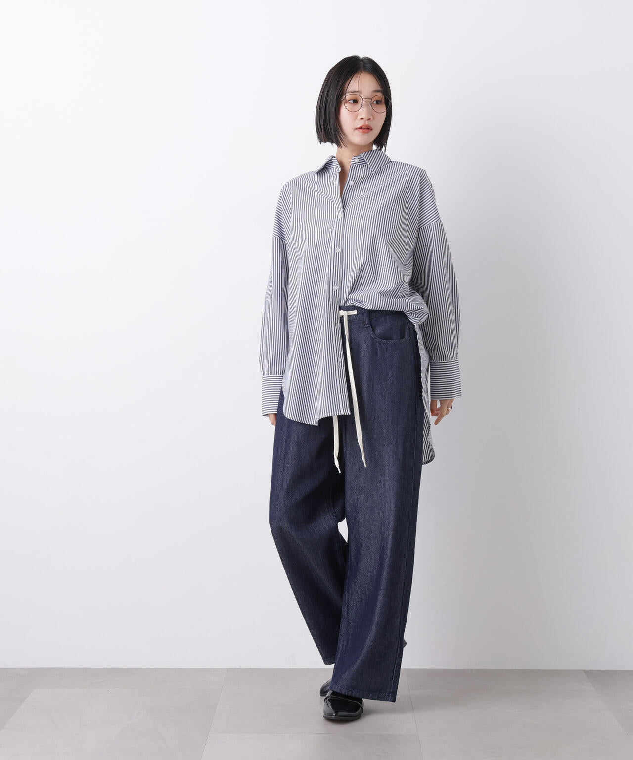 ウエストドロスト ワイドデニムパンツ